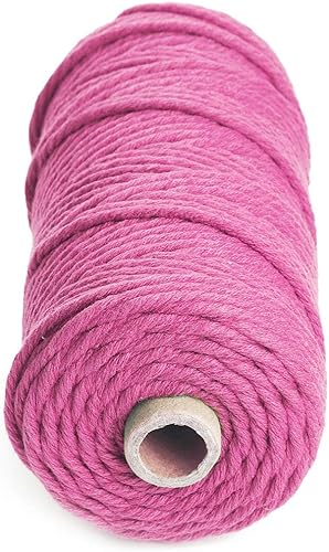 Miniatura 2 de HAPYLY - Cuerda de algodón natural para macramé, de 0.118 pulgadas x 109 yardas, cuerda de algodón de colores para manualidades, tejer, colgar