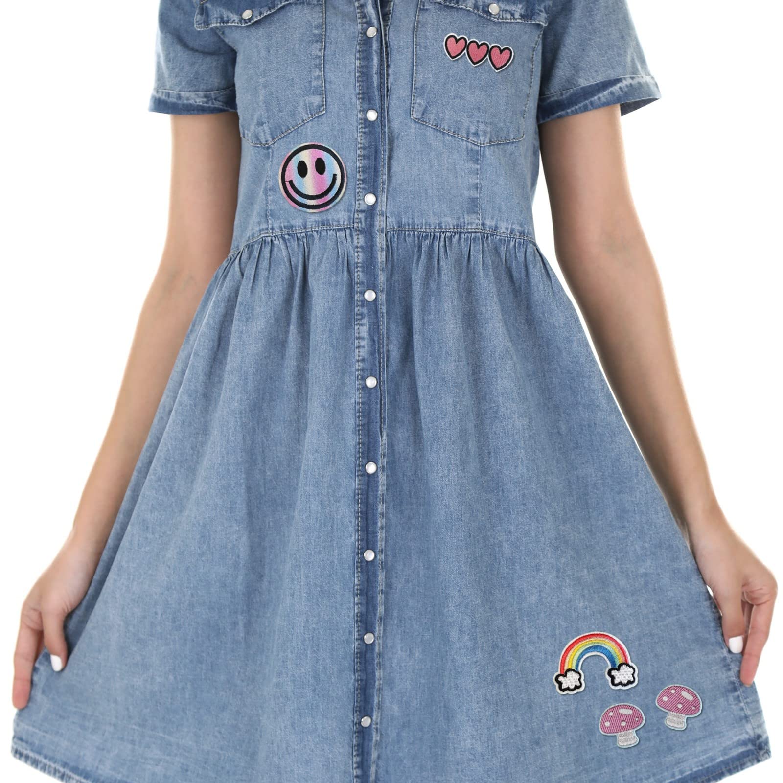 Kawaii Cartoon Aufnäher zum Aufbügeln, niedliche Deko-Aufnäher für Rucksäcke, Stickapplikation, ästhetische Sachen für Kleidung, Jacken, Jeans, Hüte (Cute5, 18 Stück)