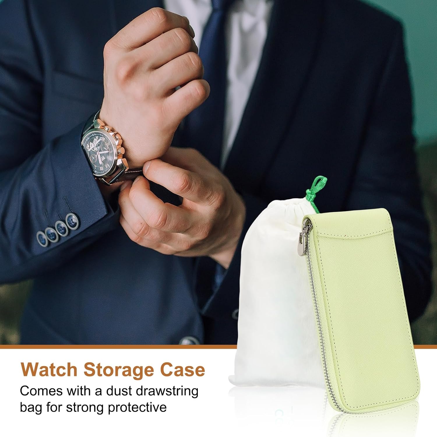 uxcell Leather Watch Pouch, 3.1 x 6.3 Portable Single Watch Case for Men with Zipper and Storage Bag Travel Case Jewelry Storage Bag Organizer for Men and Women, Black