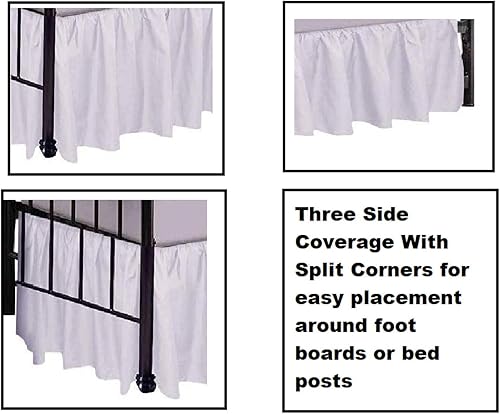 Miniatura 3 de Waletone falda de cama de lino para día  Esquinas divididas, volantes recogidos  sin arrugas y de fácil ajuste (tamaños, pulgadas)