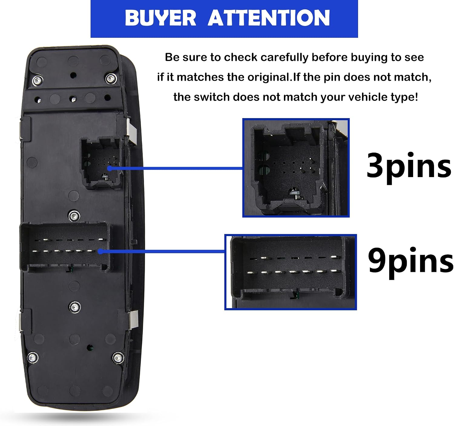3+9 PINS Window Master Switch for 2012-2015 Chrysler Town & Country,2012-2015 Dodge Grand Caravan,13-15 Dodge Ram 1500 2500 Front Left Driver Side Control switches.OE 68110867AB (Green Light)