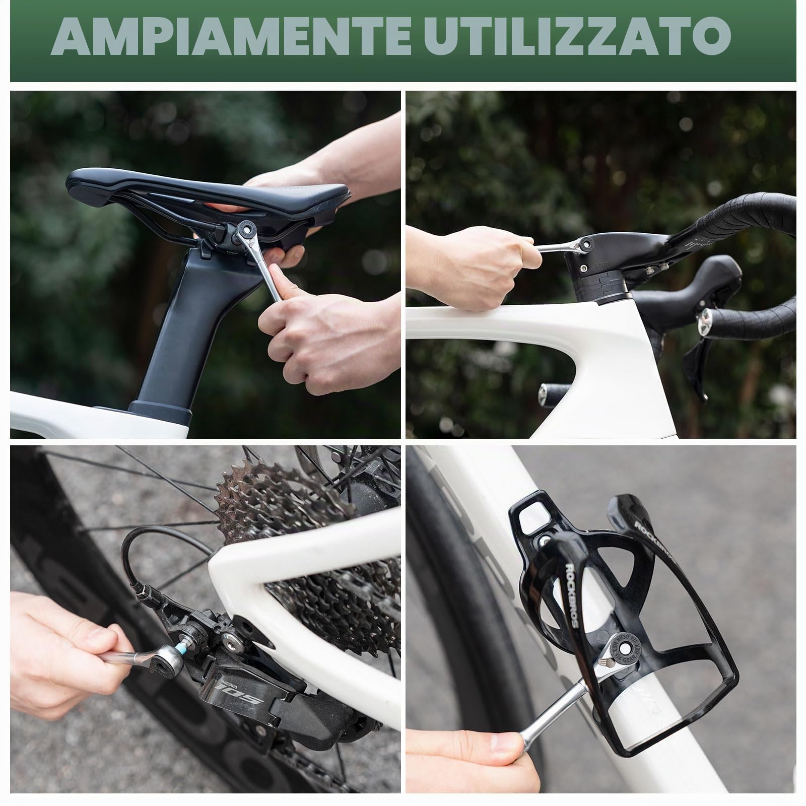 ROCKBROS 8 in 1 Set di Chiavi Dinamometriche, Cricchetto Reversibile, Leggero e Portatile, Multitool con Presa Magnetica, Kit di Manutenzione per Bici Strada MTB
