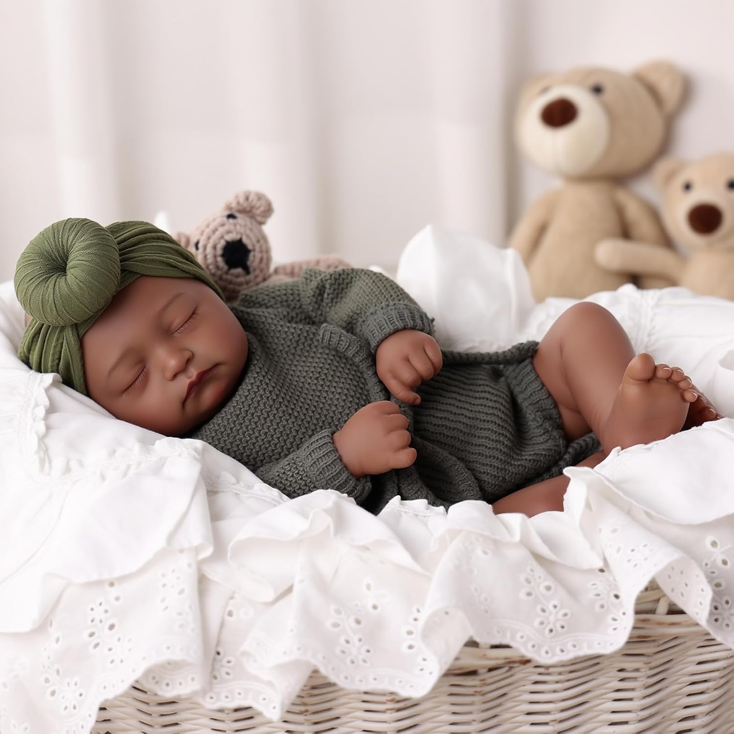 BABESIDE Value 5-Piece Black Baby Doll Set – Includes 20-Inch Lifelike Doll, Clothing, Birth Certificate, Bottle and Magnetic Pacifier, Soft Body Realistic Newborn Gift for Kids Age 3+