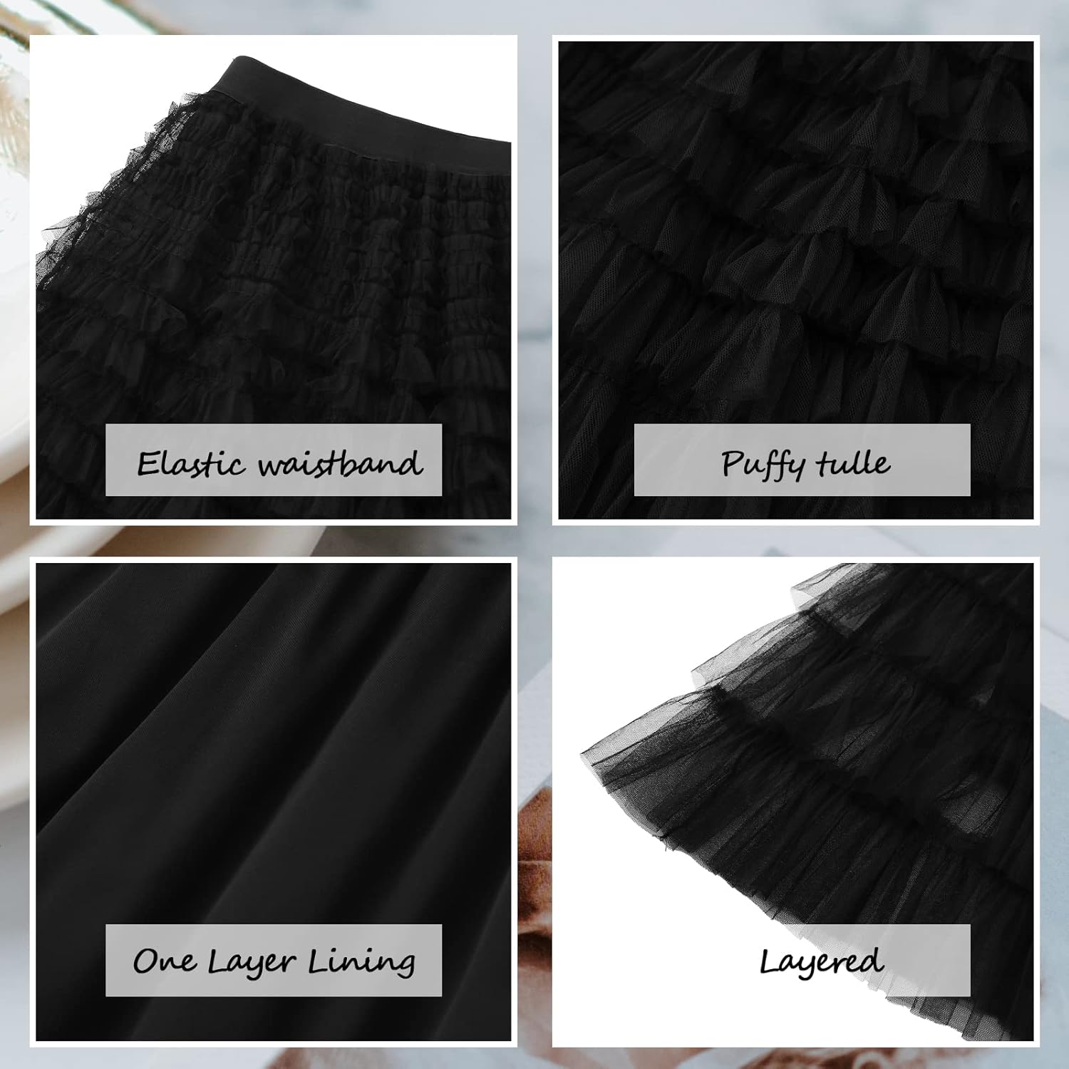Women’s Layered Ruffles Tulle Skirt Pleated High Waist Fluffy Maxi Skirt Fairy Cake Dress Long Tutu Party Skirt - Image 7