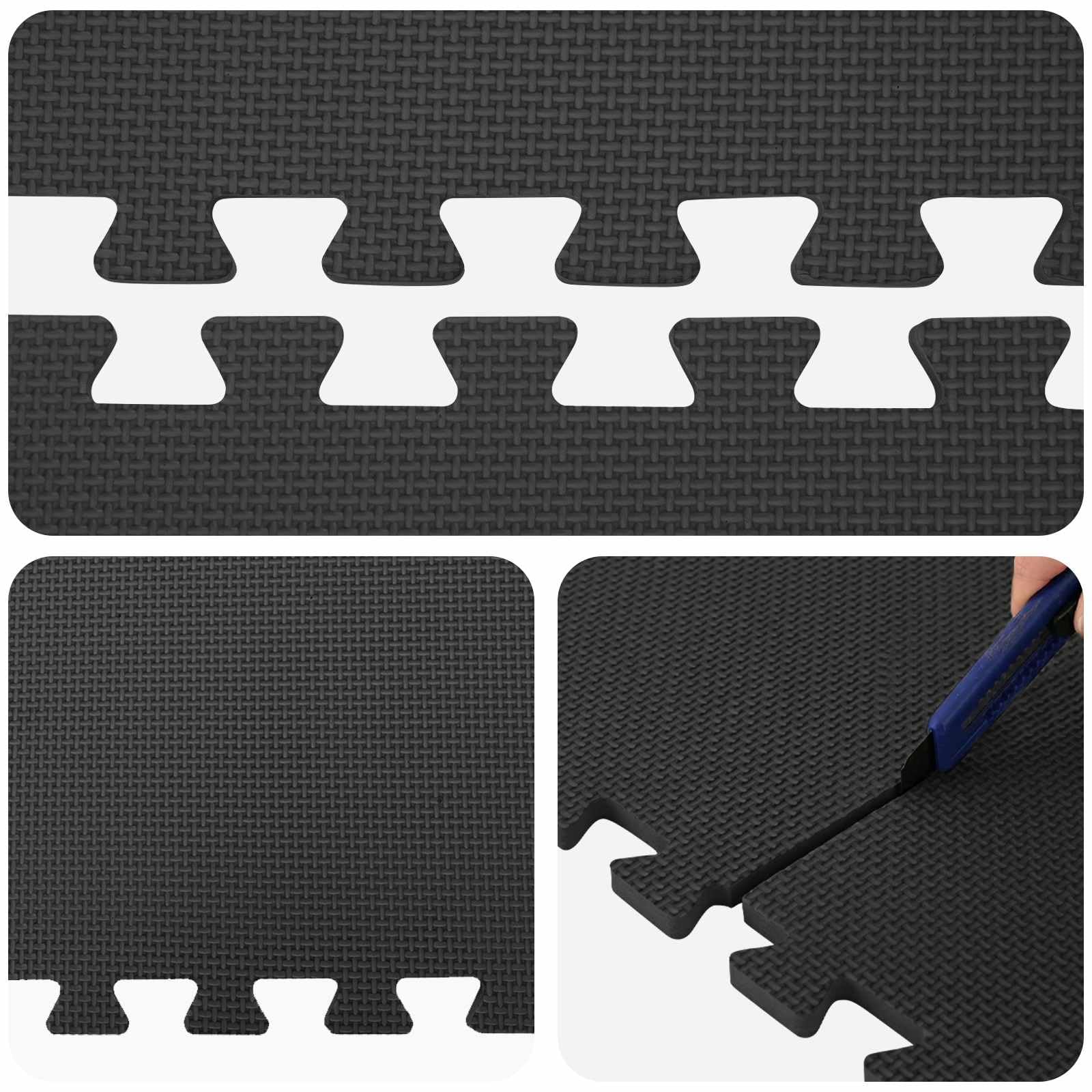 Mangloder Pool Bodenschutzmatte Schwarz 50 Stück aus EVA Schaum, 18 m², 60 x 60 x 1 cm, modulare Unterlegplane für Gartenpool, Schwimmbecken, Aufstellpool, rutschfest und leicht zu reinigen