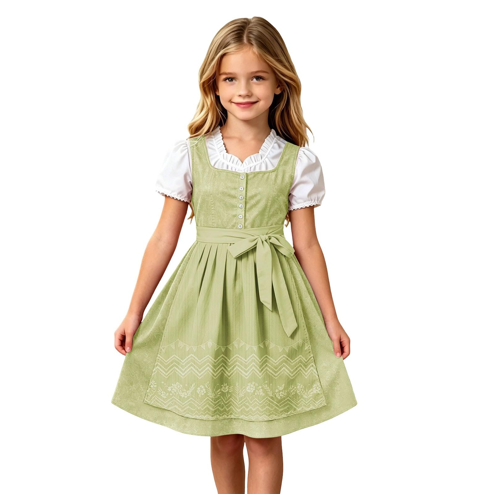 Girls Oktoberfest Costume Bavarian Beer Festival Dirndl Dress with Apron โ image 1
