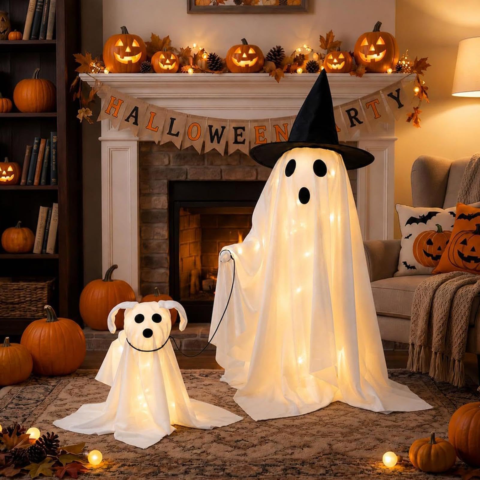 Decorazione Halloween Fantasmi da Interni Figure Spettrali Luminose | Decorazioni per Interni di Halloween per mensola, , terra, giardino, prato, portico, festa in