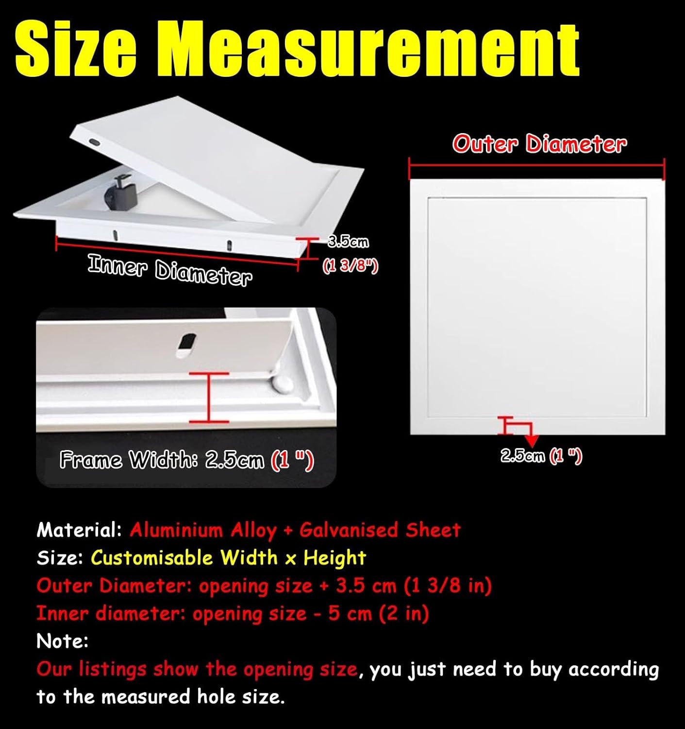 壁点検口 クリックオープン式マグネット式アクセスドア（乾式壁用）、 床下空間用イージーアクセスハッチドア（カスタム）、 防水配管改修