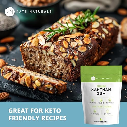 Miniatura 6 de Kate Naturals Goma de xantano para hornear Keto y salsas espesantes (8 onzas). 100% natural, sin OMG, goma de xantano sin gluten para productos
