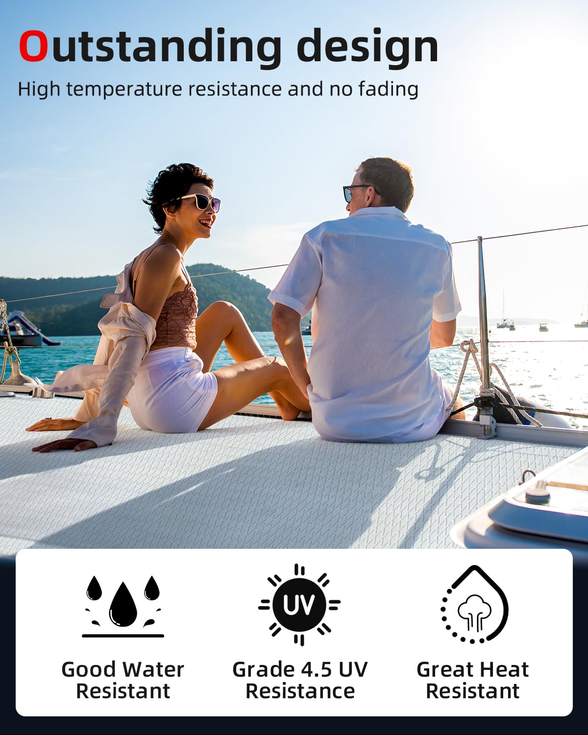 Abahub Bootsbeschlag Eva Schaum Selbstklebend Boots Bodenbelag rutschfeste Surfboard Traktionspolster Griffmatte Marine Boot Decking Matte für Boote Yachtboden SUP Paddleboard Kajak