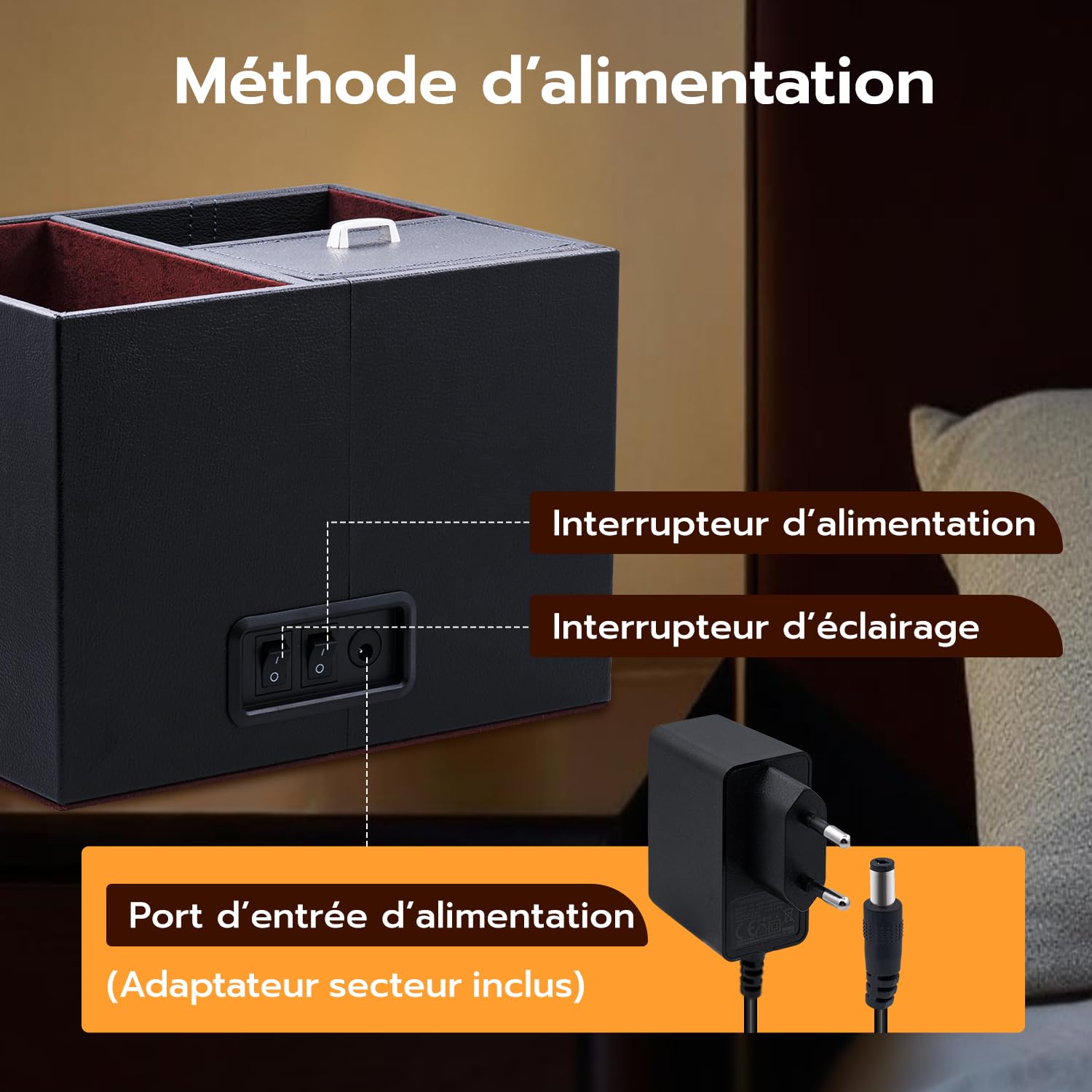Mcbazel Multifonctionnel Remontoir de Montre pour 2 Montres, Montres Automatiques Affichage LED Lumière Boîte de Rangement de Bijoux avec Moteur Silencieux 1 Mode de Rotation- Vin Rouge