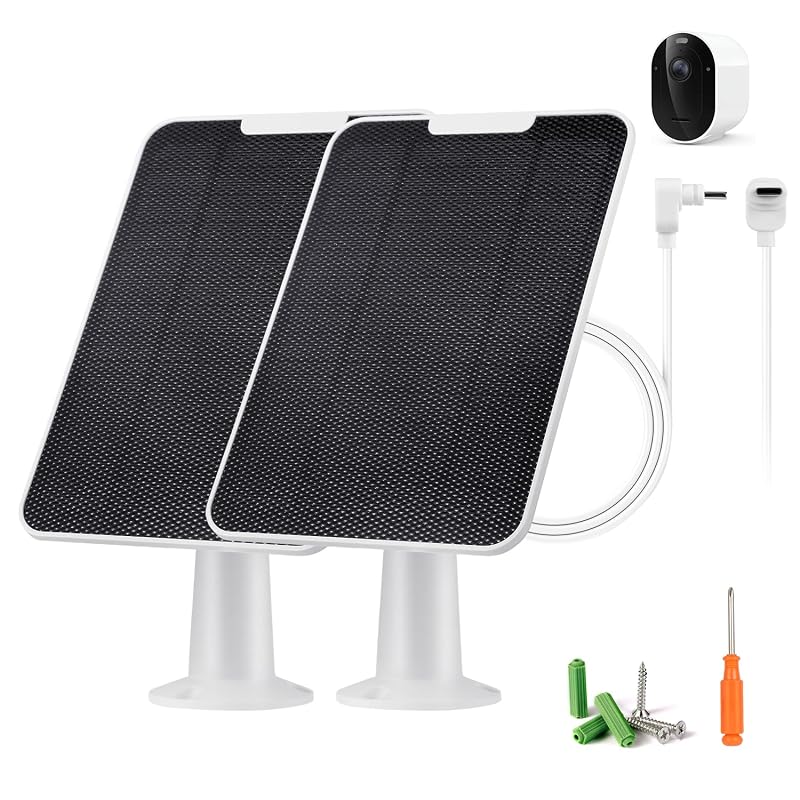 Kit com 2 Painéis Solares 6 V 5 W para Arlo Pro 6 e 6 XL, USB-C, Suporte Ajustável e Cabo de 2,99 m WININMETA