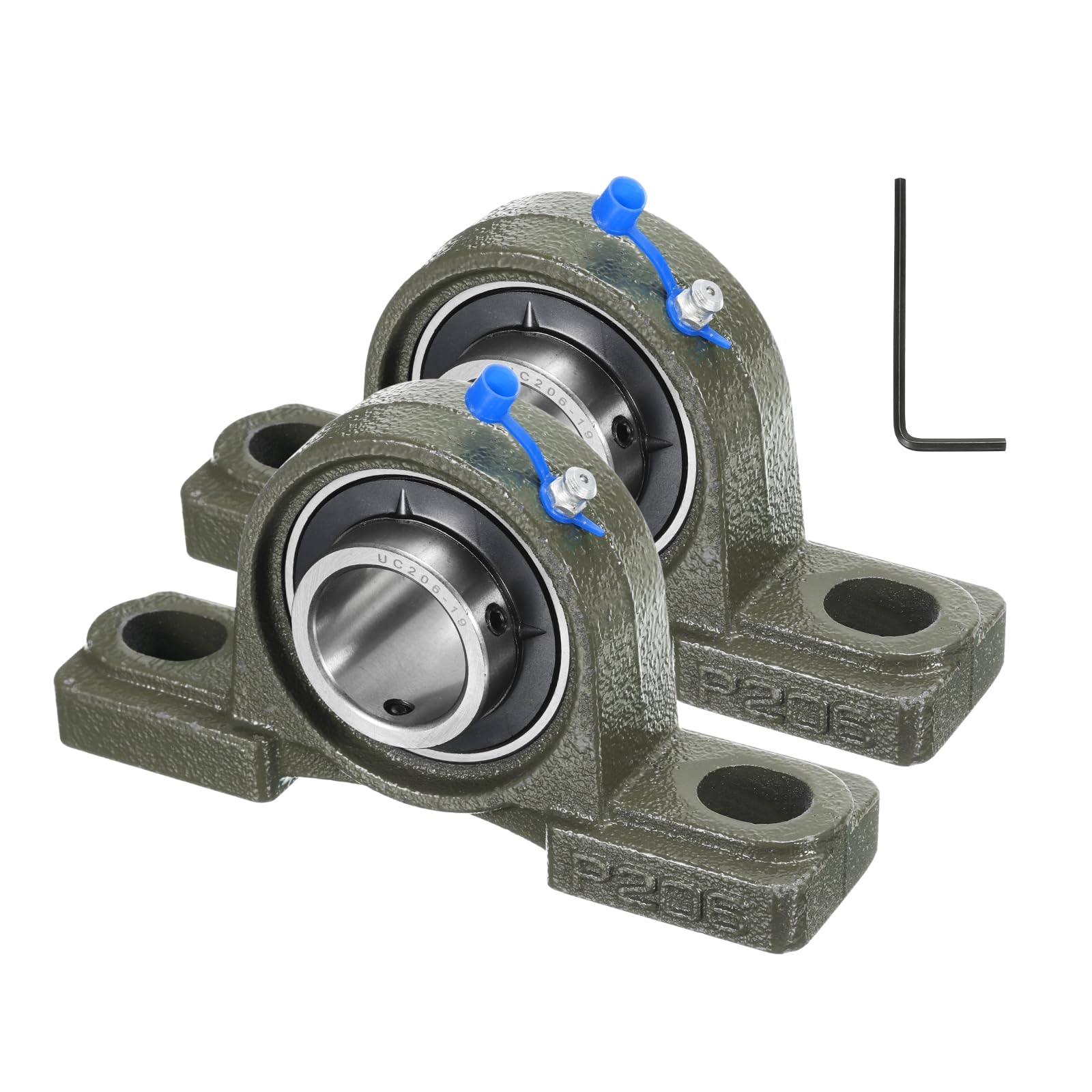 QUARKZMAN 2 Pz UCP206-19 Cuscinetti a Base Piana 1-3/16 Pollici Foro Auto-Allineanti, Base in Ghisa Massiccia Montata Cuscinetti in Acciaio al Cromo
