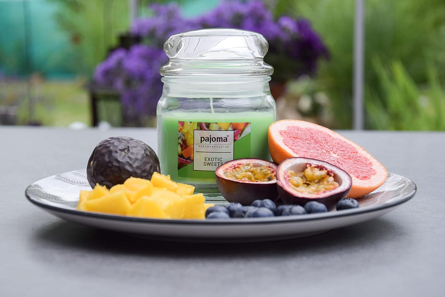 Pajoma Scented Candle Exotic Sweets Sweet Edition in Candy Jar, 248 g, Premium Candle to Close, for Approx. 55 Hours