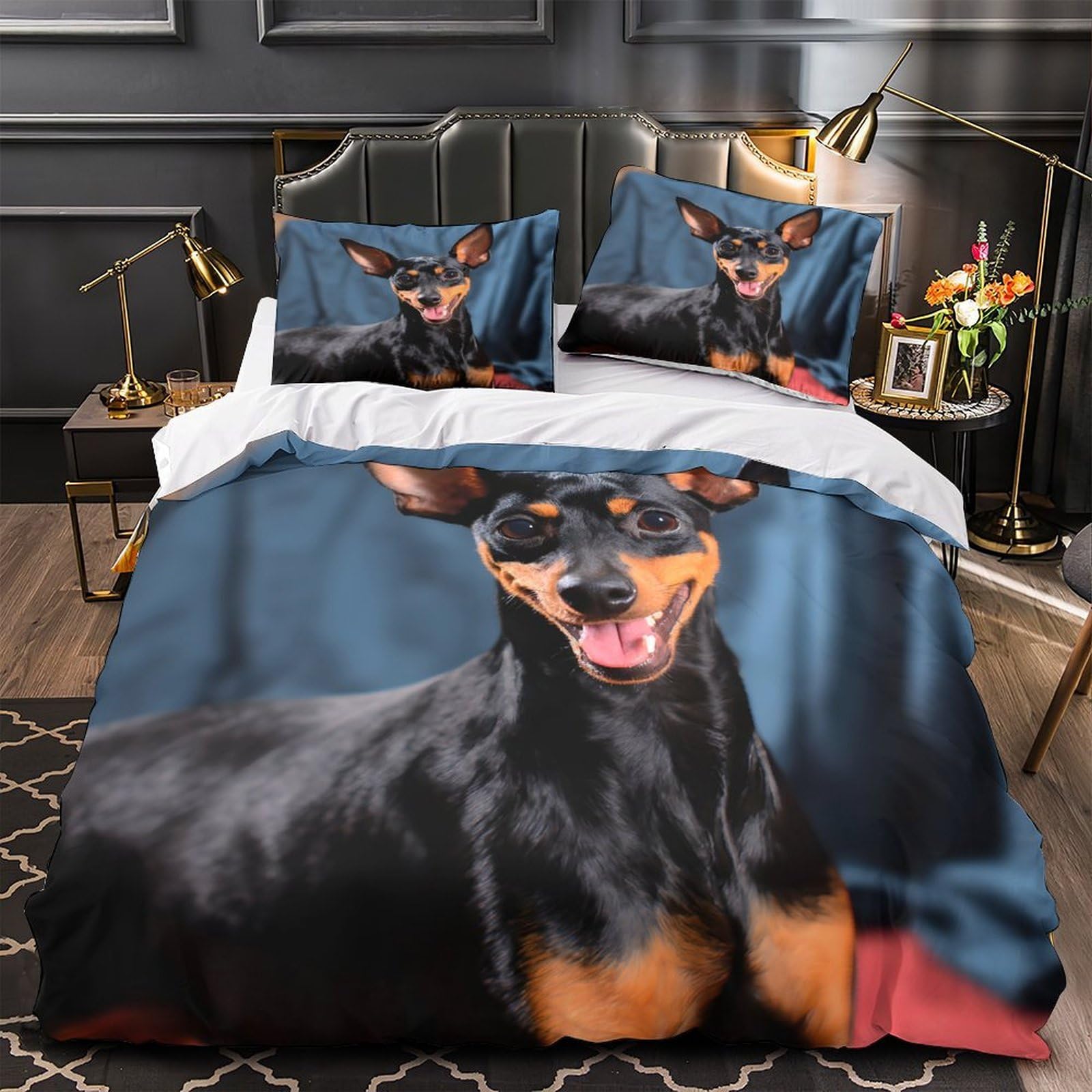 Housse de Couette Chiens Mignons 200x200 microfibre avec taies