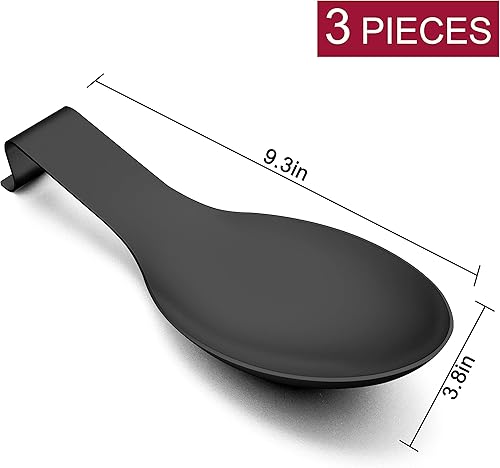 Miniatura 2 de Homikit Juego de 3 soportes para cucharas de acero inoxidable para encimera de cocina, soporte para espátula, resistente, apto para lavavajillas