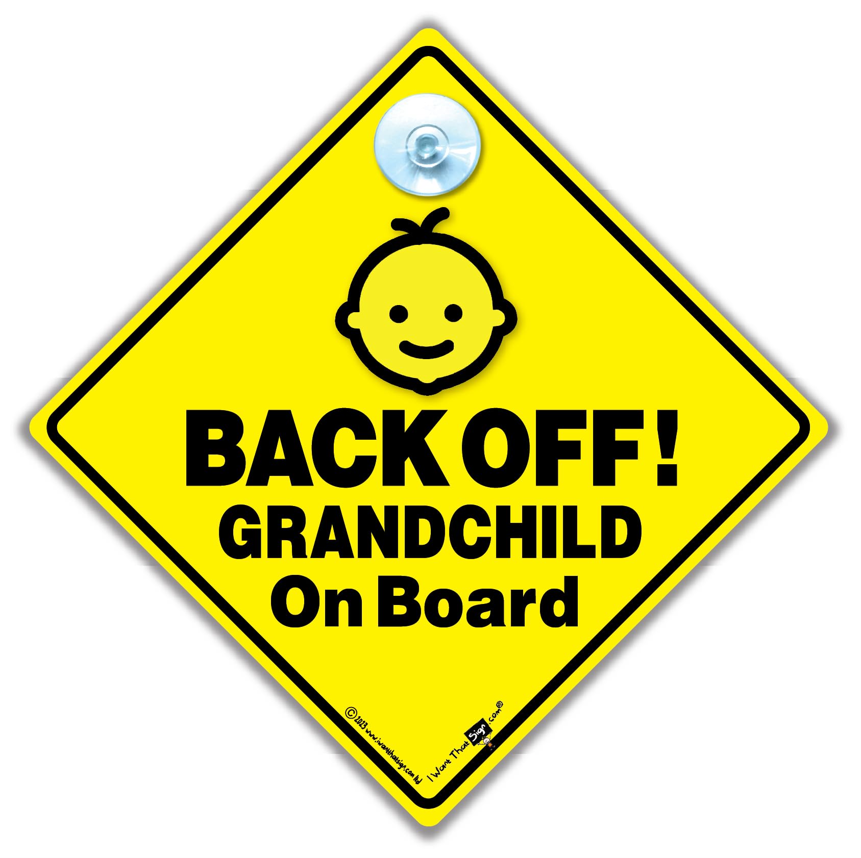 Iwantthatsign.com Back Off Grandchild On Board Car Sign, Grandchild Car Sign, Baby On Board Sign To Deter Tailgaters, Grandchild In Car Sign 14 Cm X 14Cm X 2Cm