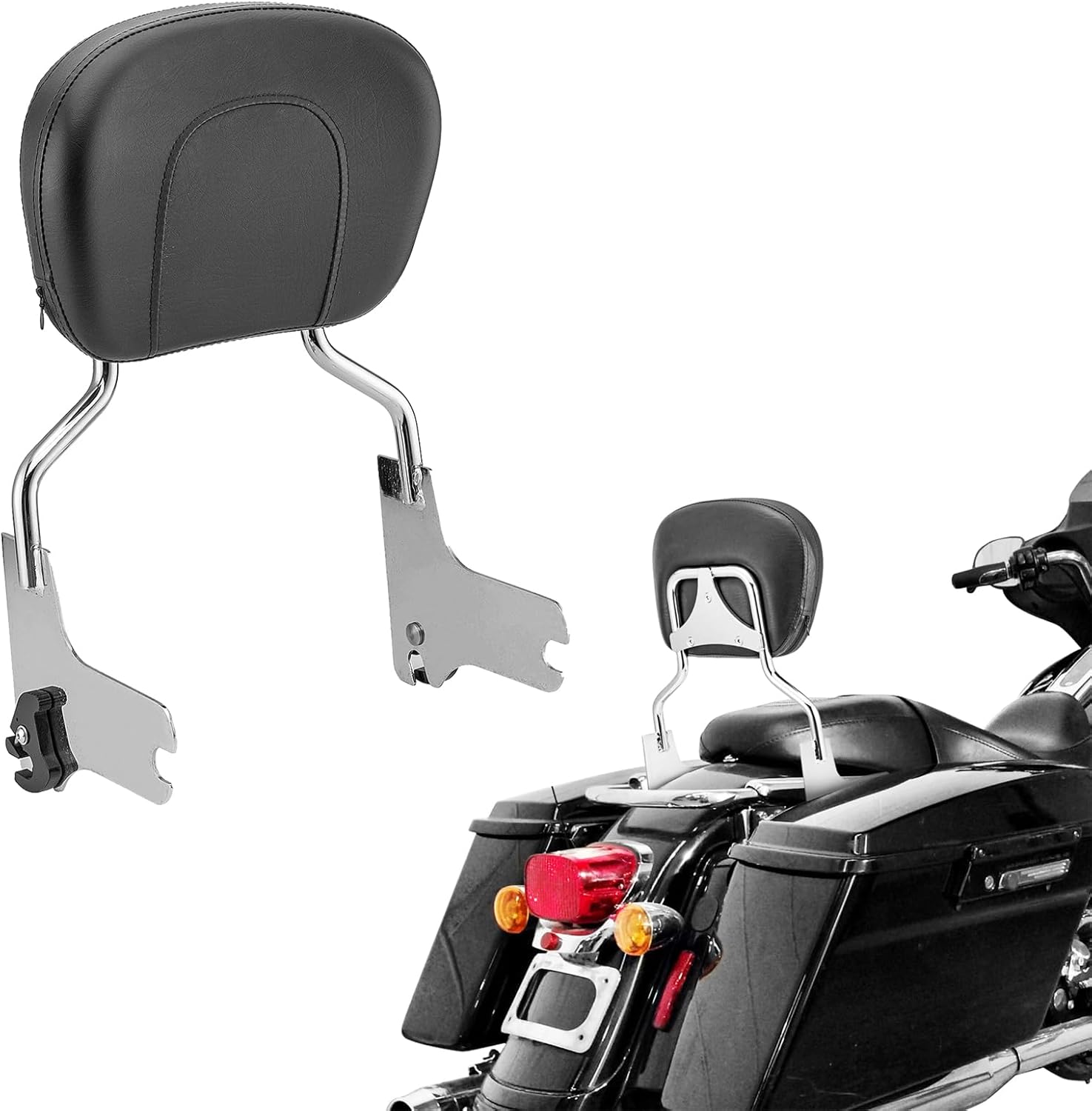 Mofun Sissy Bar Detachable Backrest Compatible with Harley Touring Road King Street Electra Road Glide 1997-2008 Chrome