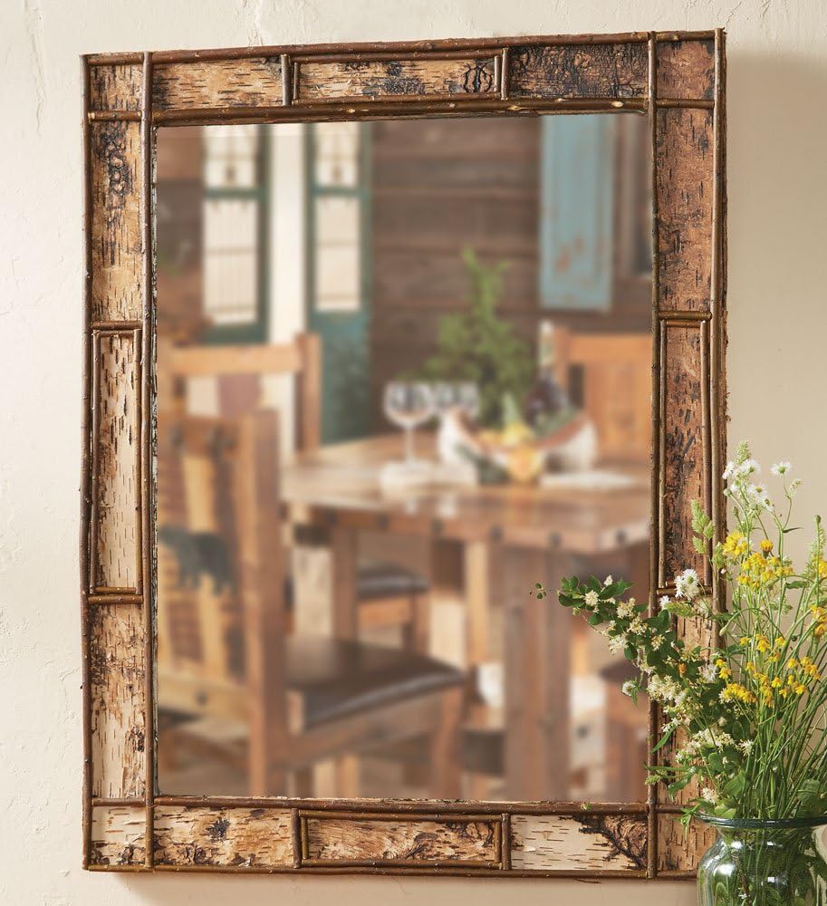 BLACK FOREST DECOR Adirondack Birch Bark Mirror - Small, 22" W x 26" H