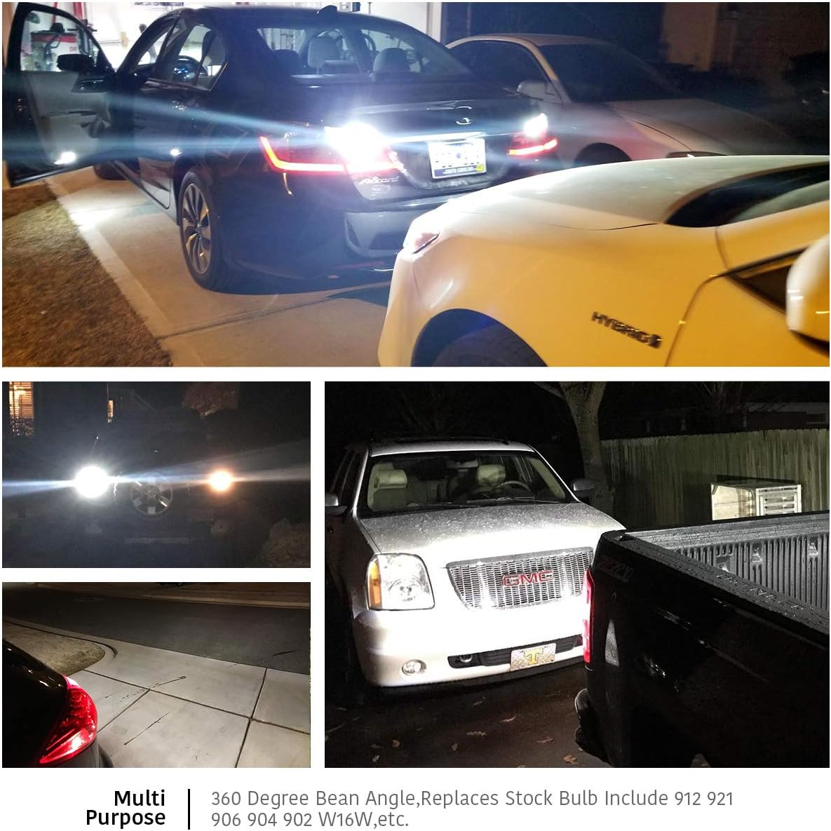 LUYED 2 Extremely Bright 1000 Lumens Backup Reverse Lights 360-Degree Shine 921 912 W 16W 4014&3030 48-EX Chipsets, Xenon White