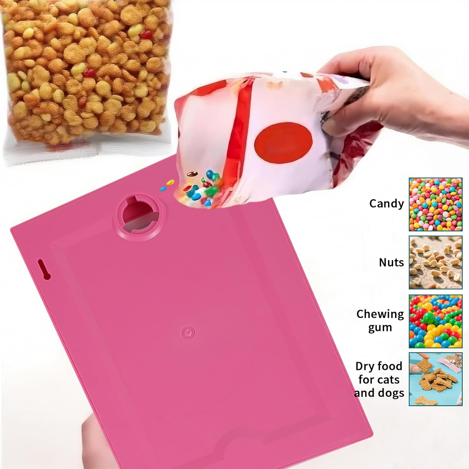 Candy Dispenser Picture Frame, Wall Mount Gumball Machine Creative Handy Candy Dispenser for Desk Countertop Adults & Children Room Sweet Display (Pink)