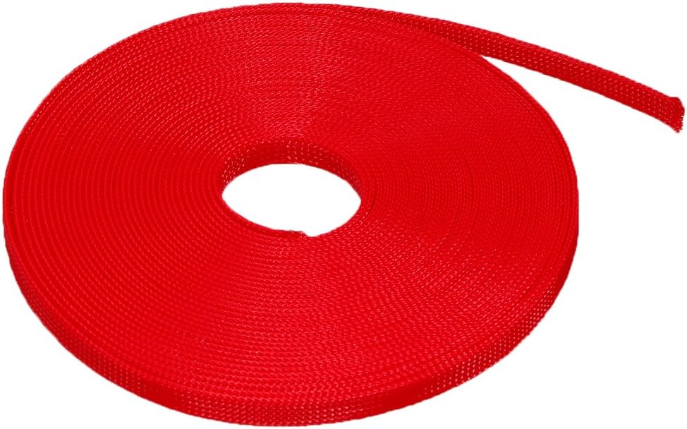 uxcell Expandable Sleeving, 3/8-inch 33ft Cable Sleeve, Red