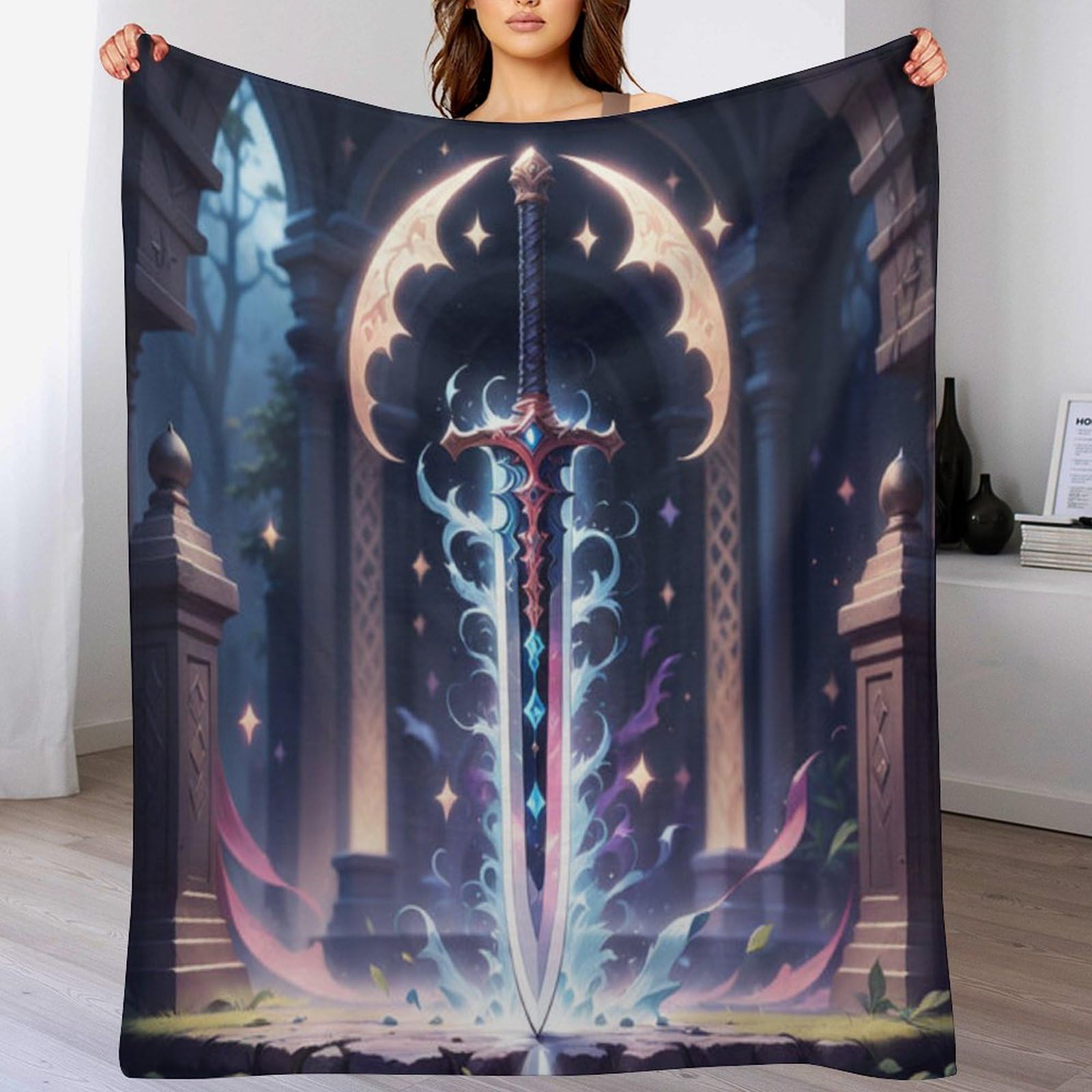 Manta con espada de franela para tardes de cine en el sofá y noches de cama
