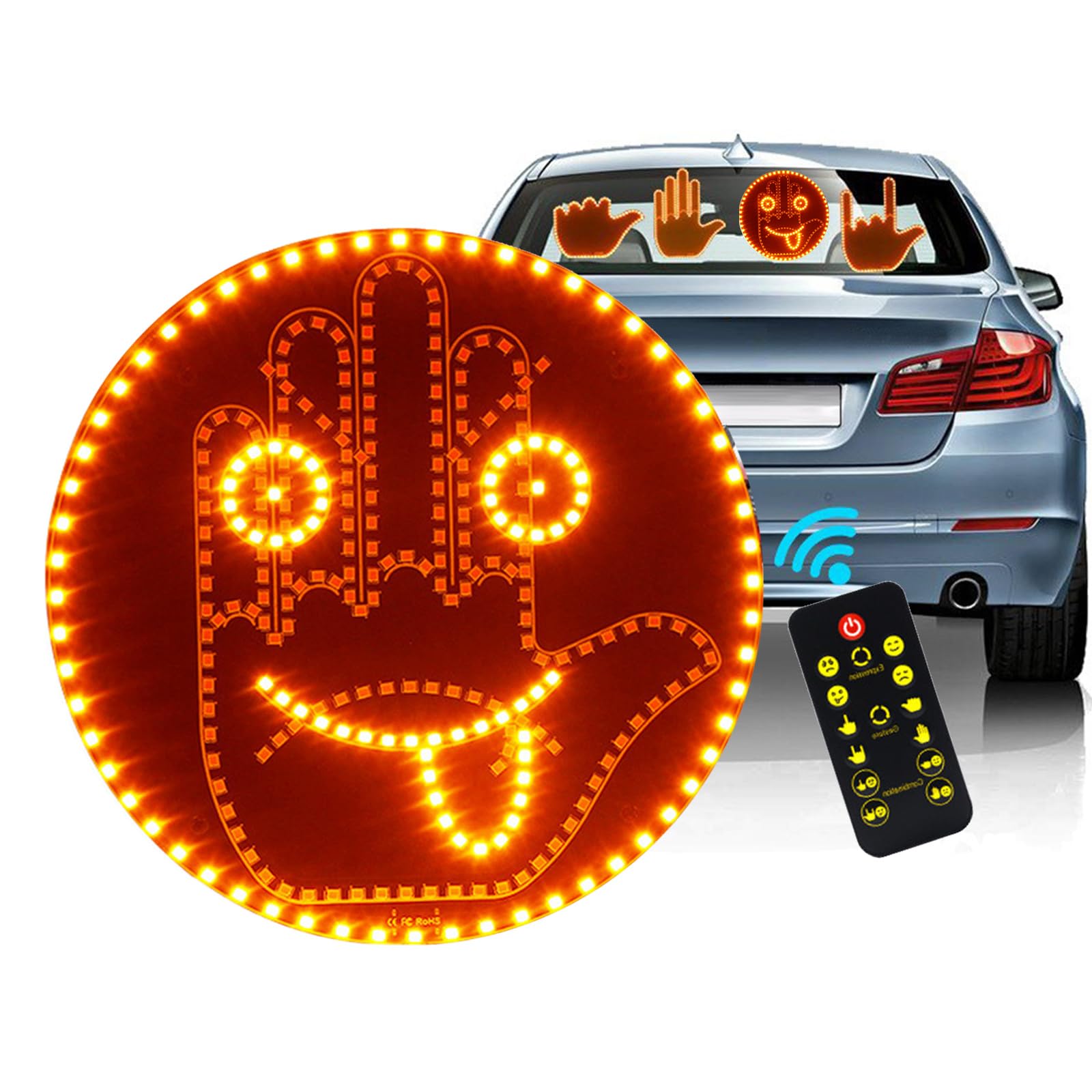 Road Mate Official Hand - Led Finger Flicker Light, Car Mood Signal Light With Remote (8 Styles)