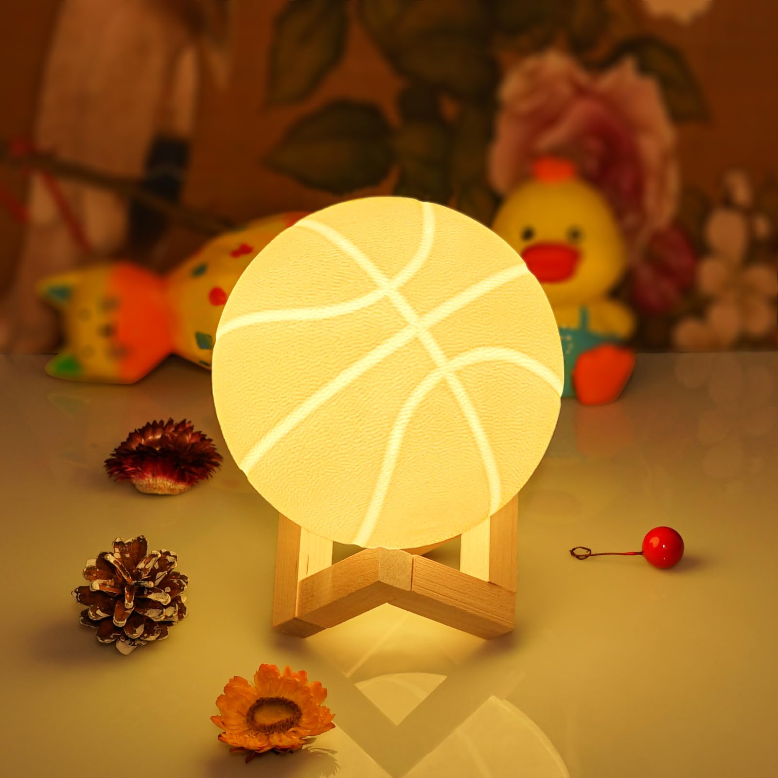Basketball Lamp Night Light with Remote,16 Colors Basketball Light Toys Sport Fan Basketball Decor for Boys Room Birthday Gifts Lamp,Stocking Filler White Elephant Gifts (4.7inches)
