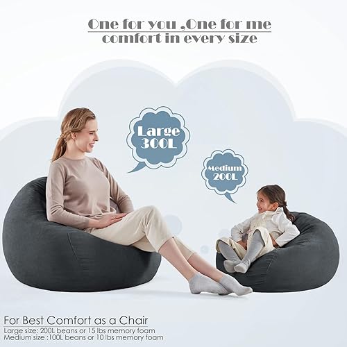 Miniatura 214 de Nobildonna - Funda para silla de puf (relleno sin relleno) de nido de pájaro para niños y adultos. Puf extra grande para almacenamiento de animales