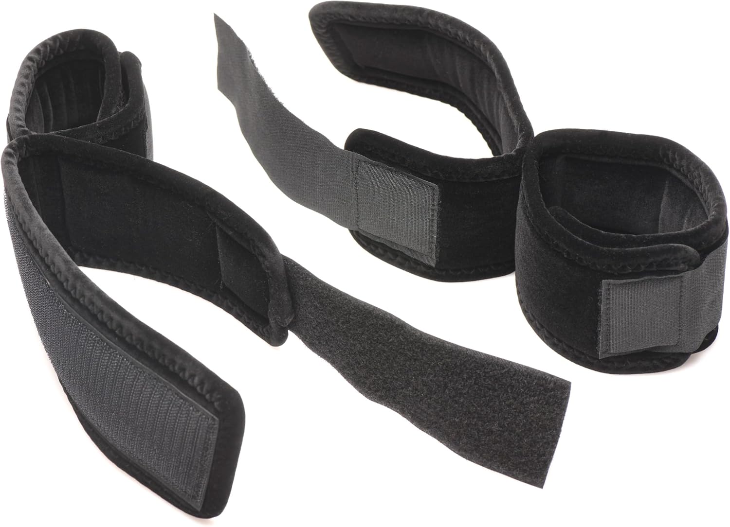 Bedroom Bliss Wrist to Ankle Restraints for Beginners, Men, Women, & Couples. Soft and Velvety, Easy to Use. Velcro and Machine Washable. 2 Pieces, Black.