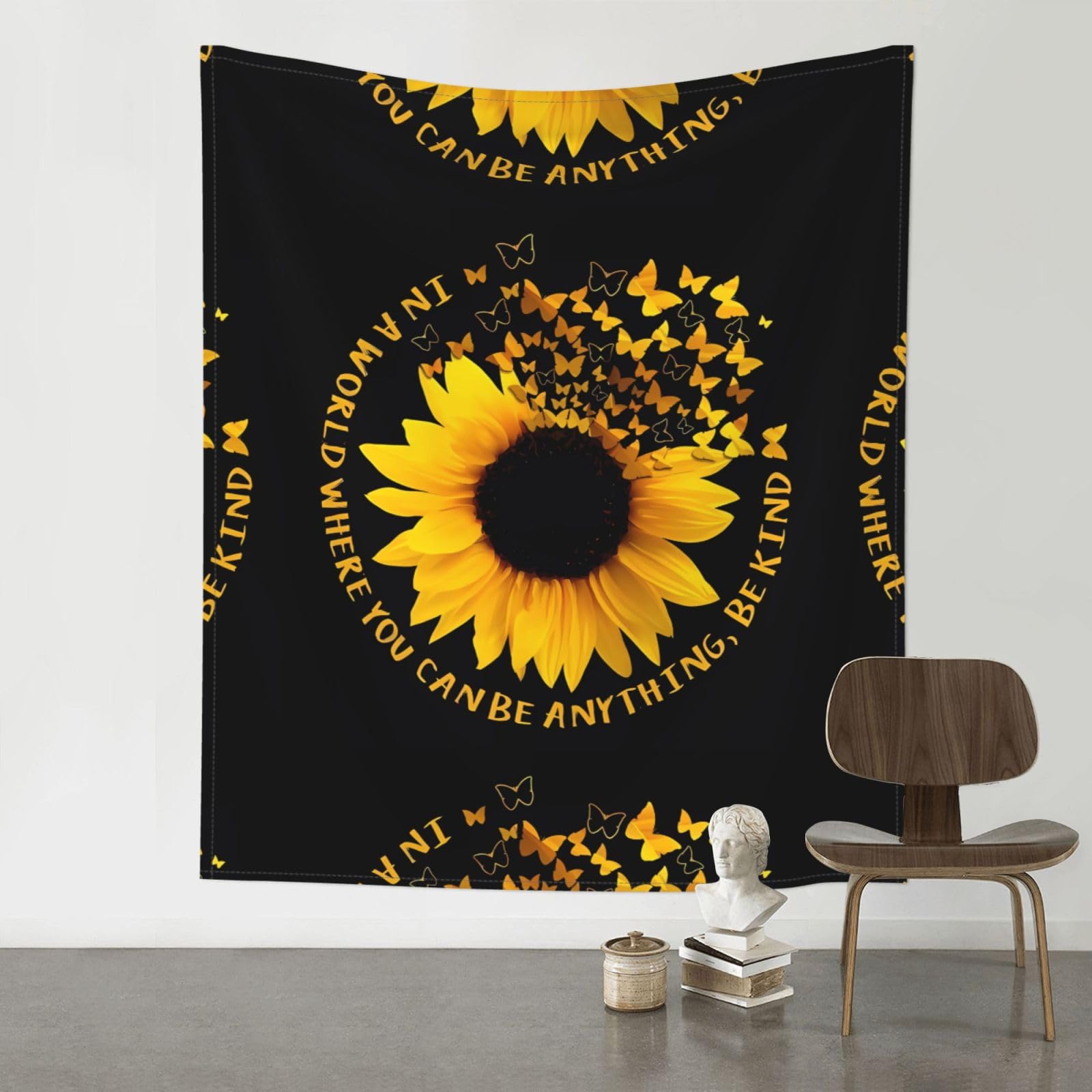 HJFCZH butterfly and sunflower Prints 60x51in Wall Tapestry Bohemian Throw - Dorm Decor, Beach Blanket, Sofa Cover & Unique Gift