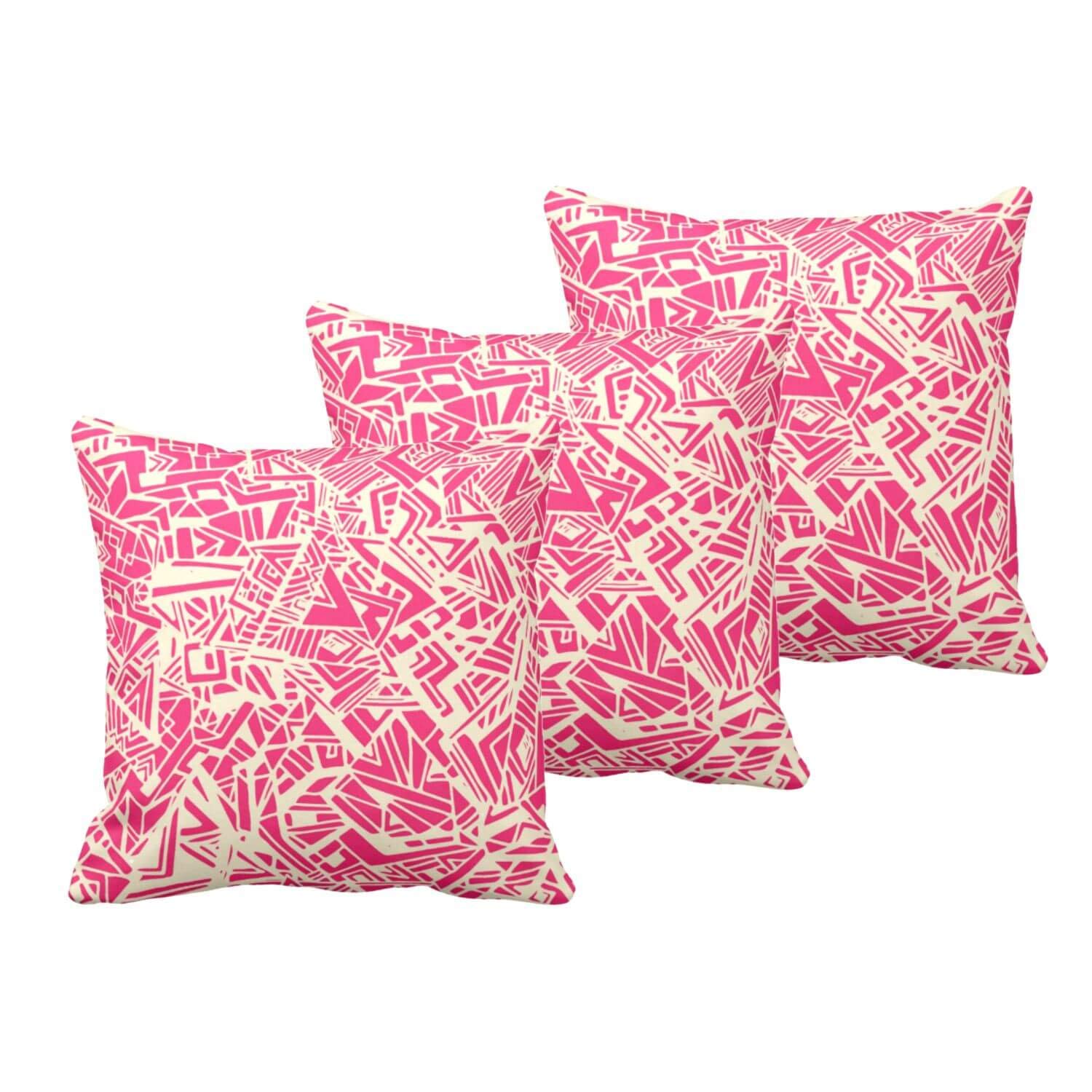 TheYaYaCafe® 16X16 inches Set of 3 Cushion Covers Handsomely Abstract Printed Sofa Throw Pillows Multicolor