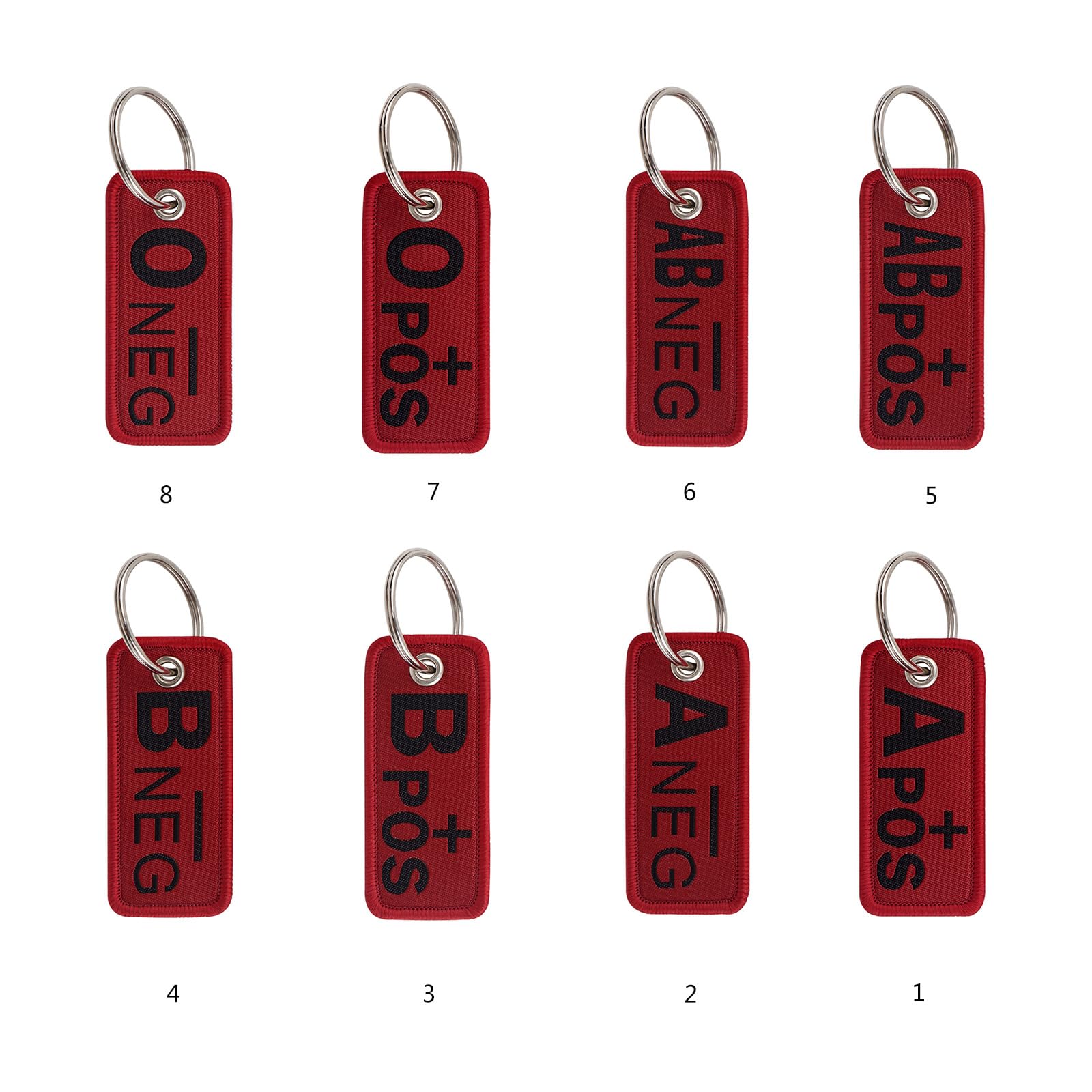 Portachiavi con ricamo di gruppo sanguigno elegante portachiavi alla moda borsa fascino auto anelli accessori per donne uomini portachiavi gruppo sanguigno