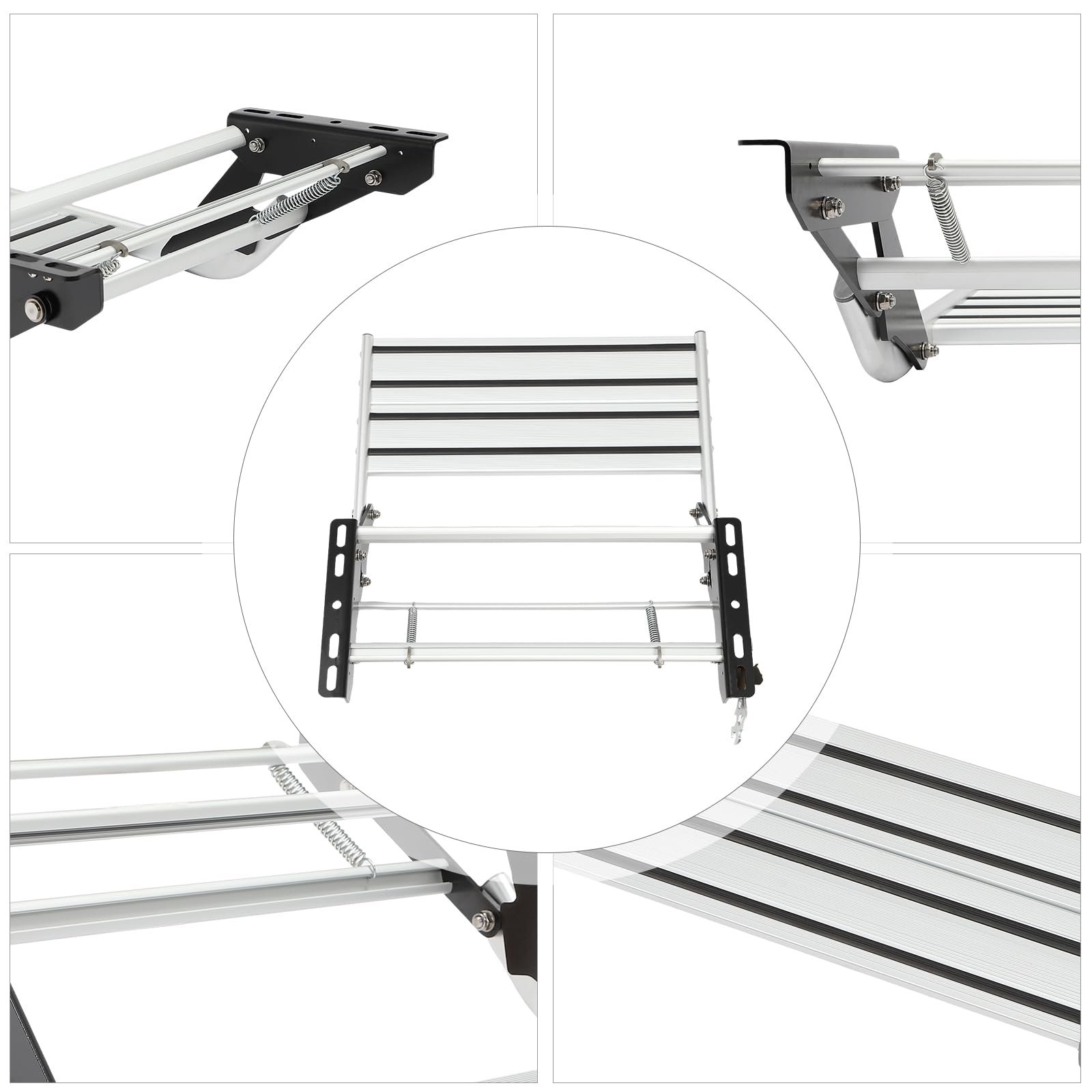 Escalier de camping-car pliable et stable pour camping-cars, remorques de voyage et camions - Argenté/noir
