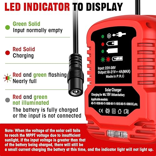 Miniatura 3 de Cargador solar para batería Milwaukee de 18 V, para paneles solares (no incluye trabajo para carga Milwaukee 18 V M18 batería de herramienta