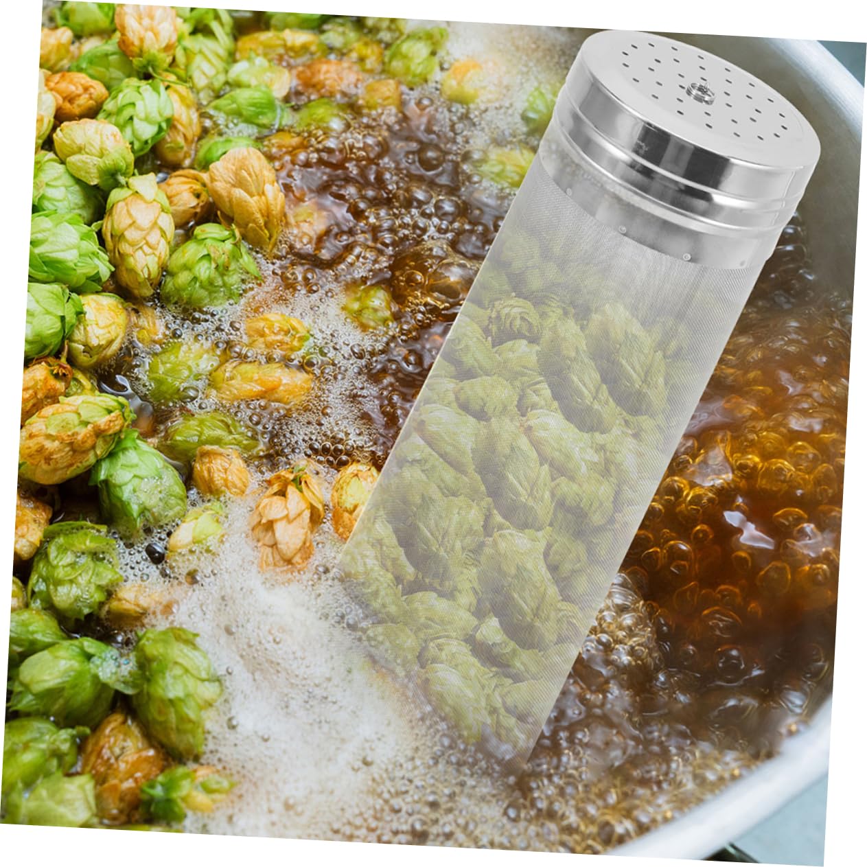 Alipis 1 Set Stainless Steel Beer Filter Cylinder Boil Screen Strainer for Home Brewing Filtering Tube and Reusable Filter Net for Wine Making