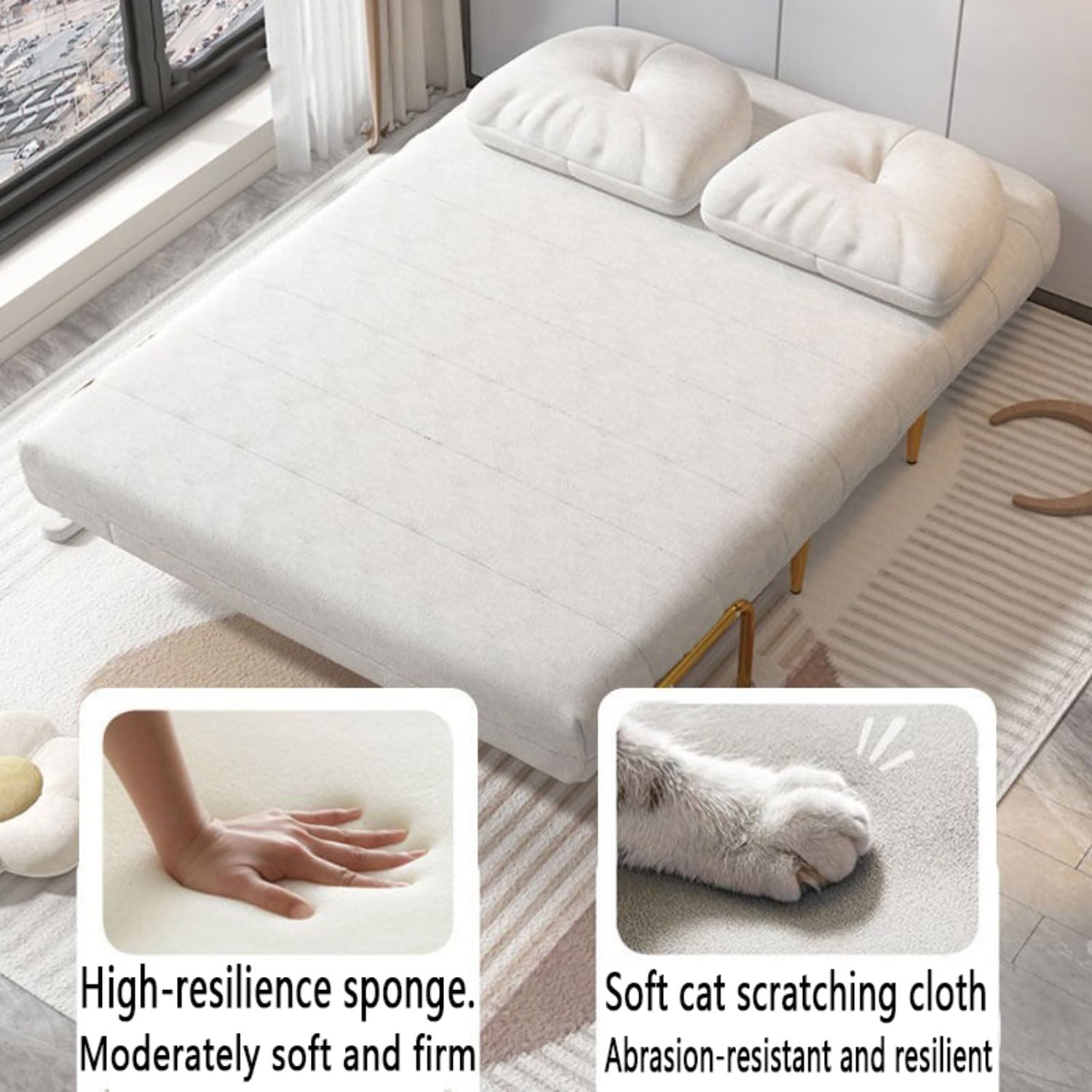 Klappbares Schlafsofa, umwandelbarer Stuhl mit verstellbarer Rückenlehne und Kissen, gepolsterter Sitz, Lounge, Couch, Schlafsessel für Wohnzimmer