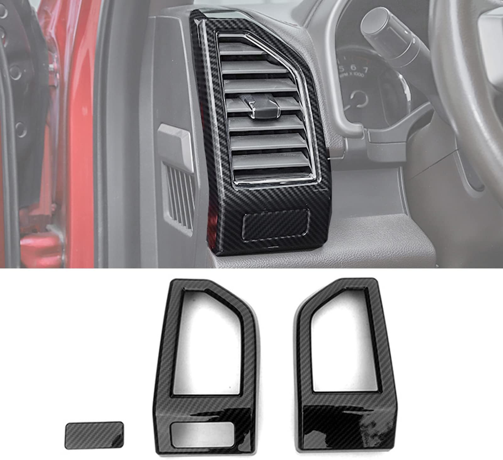 Keptrim for F-150 ABS Carbon Fiber Dash Air Conditioner Outlet Vent Trim for 2015-2020 Ford F150, 3pcs