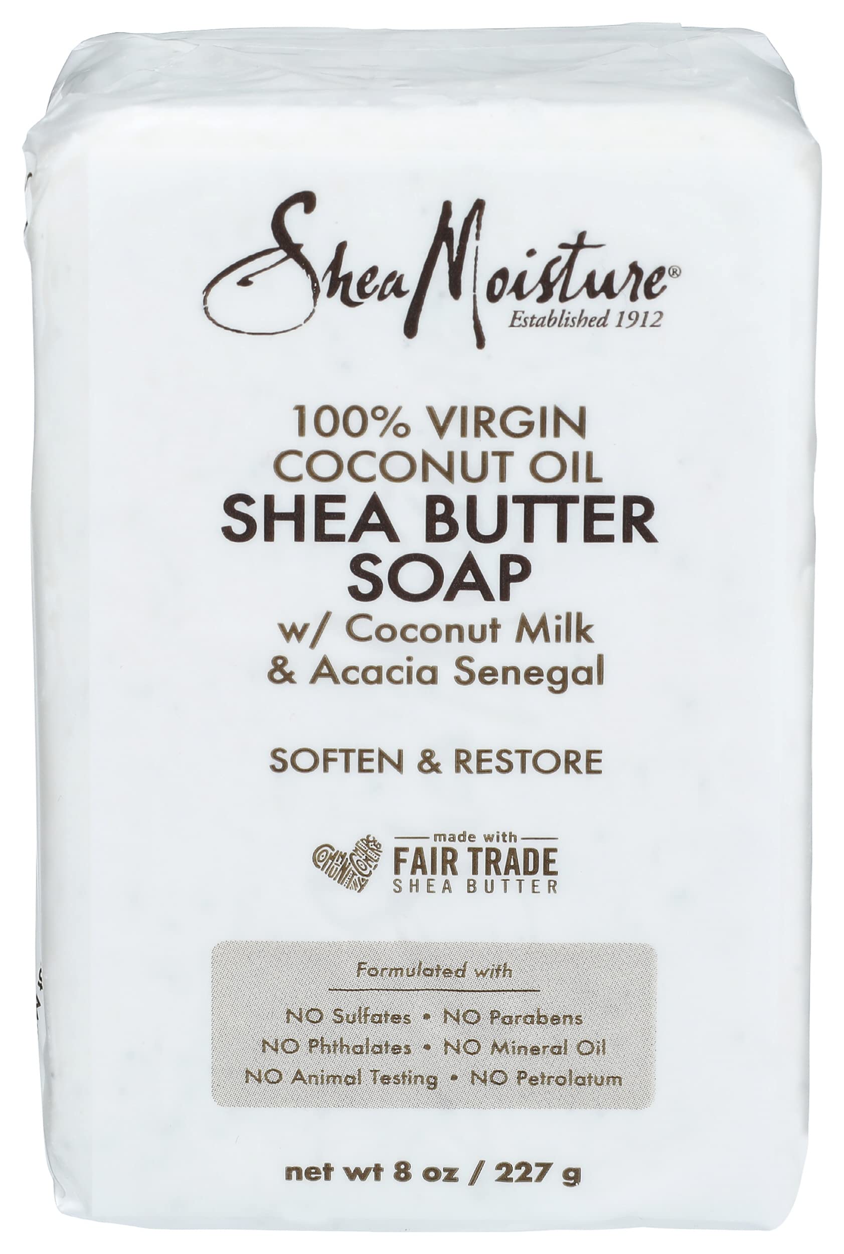 SHEA MOISTURE 100% Virgin Oil Butter Soap,Coconut,8 Oz (U-BB-2690)