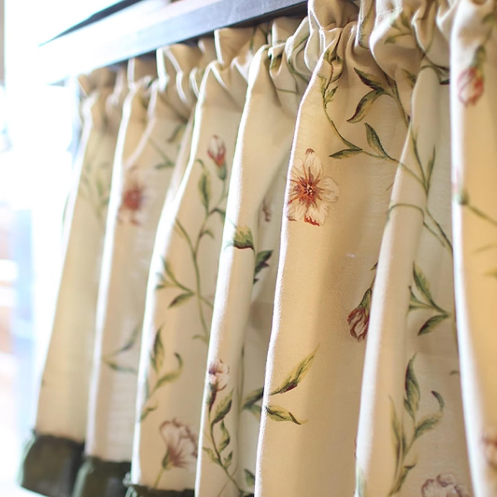 Tenda Corta Vintage A.Monamour - Cotone Floreale Rose Rosse Per Cucina E Piccole Finestre