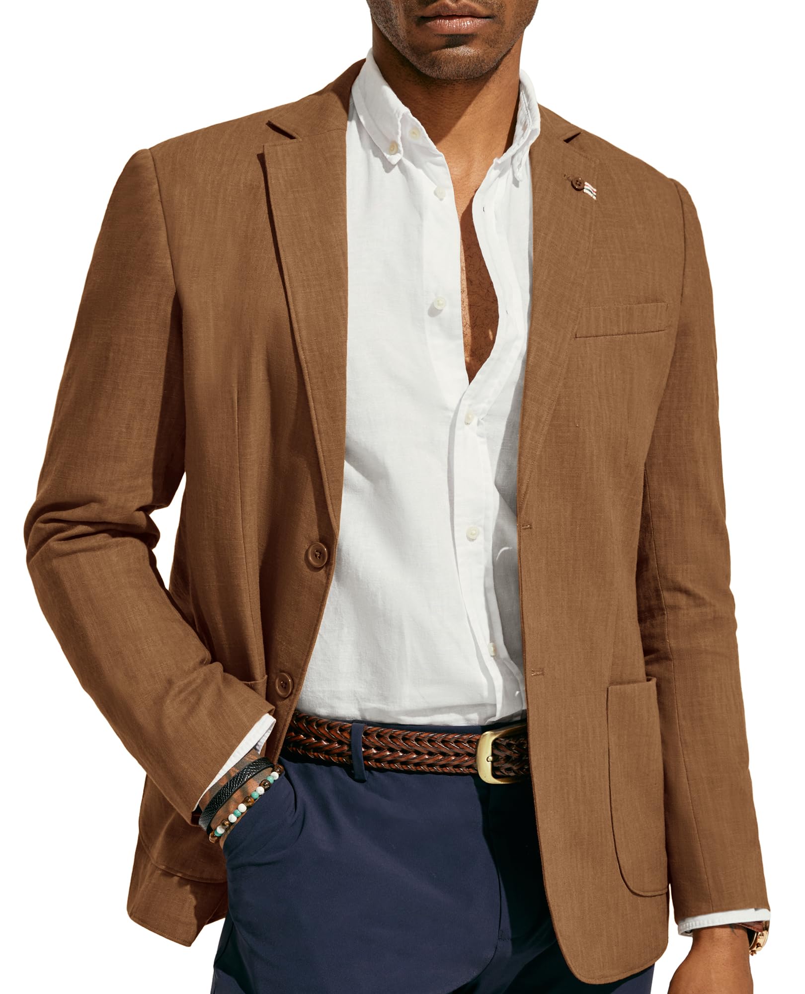 Chaqueta Tipo Blazer De Punto Para Hombre - Ligera, Informal, Color Albaricoque, Talla M