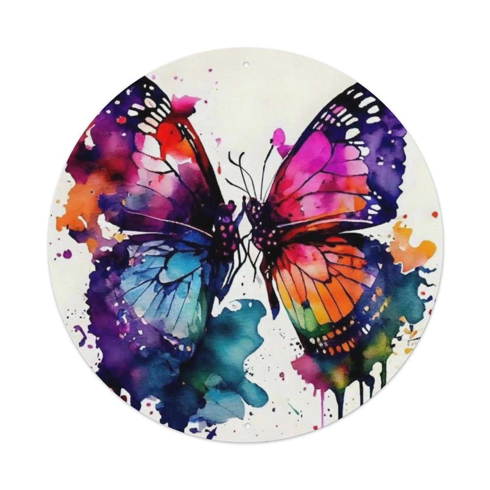Animals Artwork Aquarelle Colourful Butterflies Vintage Metal Tin Sign Plaque Wall Decor for Cafe, Club Bar, Office, Garden Metal Poster 8x8Inch