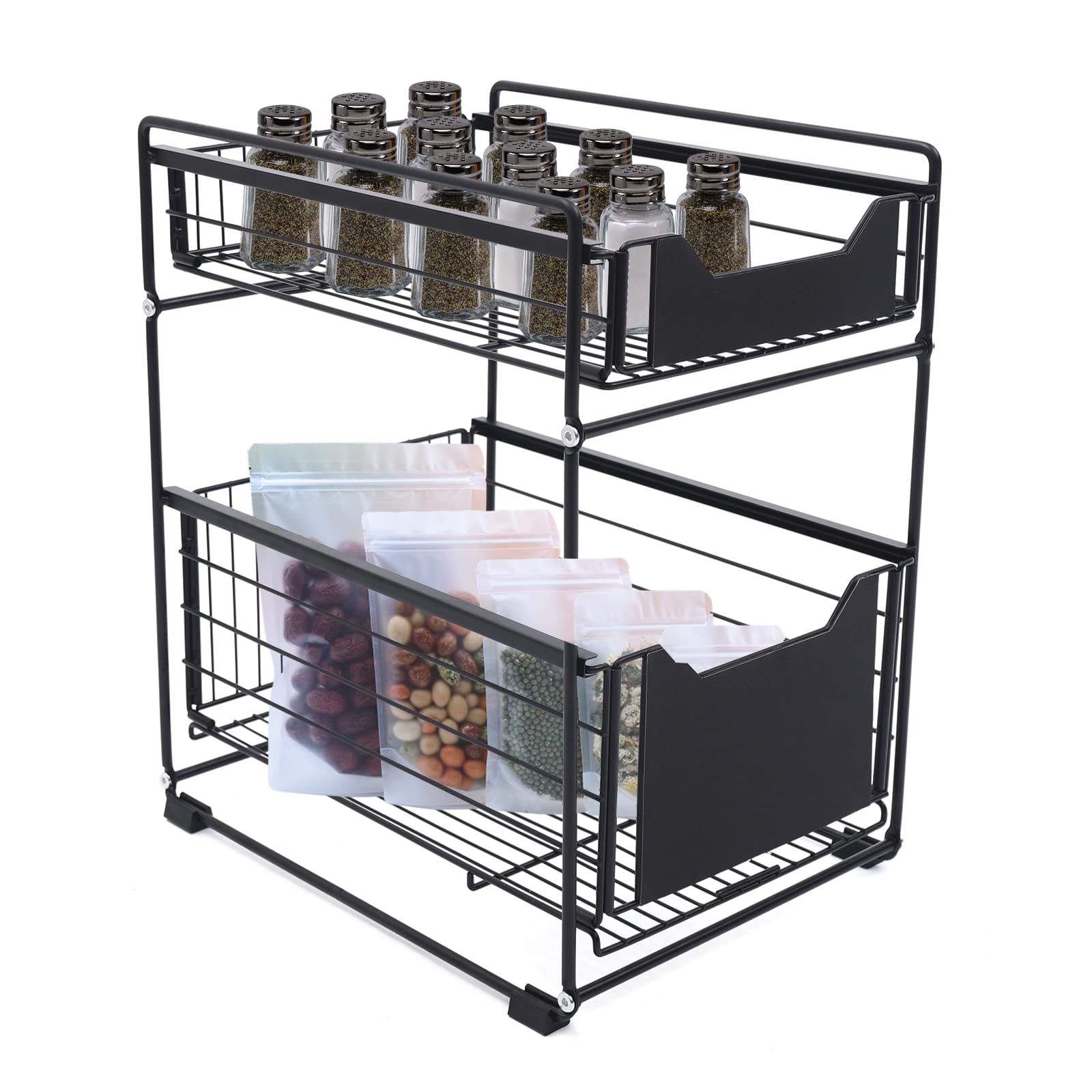Organizador de armario de 2 niveles bajo el lavabo, cajón telescópico de cocina, cajón extraíble de cesta extraíble para cocina/baño