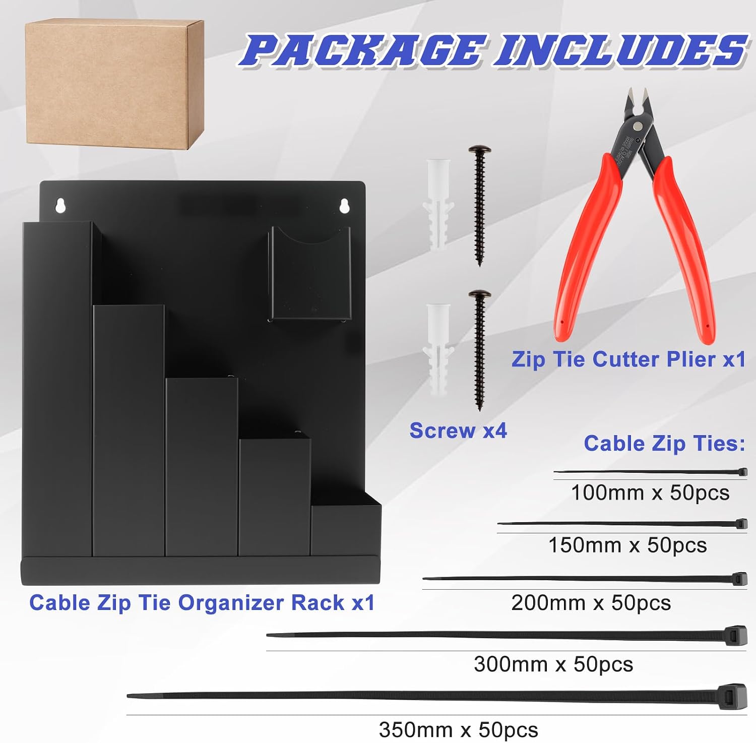 Cable Tie Holder, Wall Mount Zip Tie Storage Rack Organizer