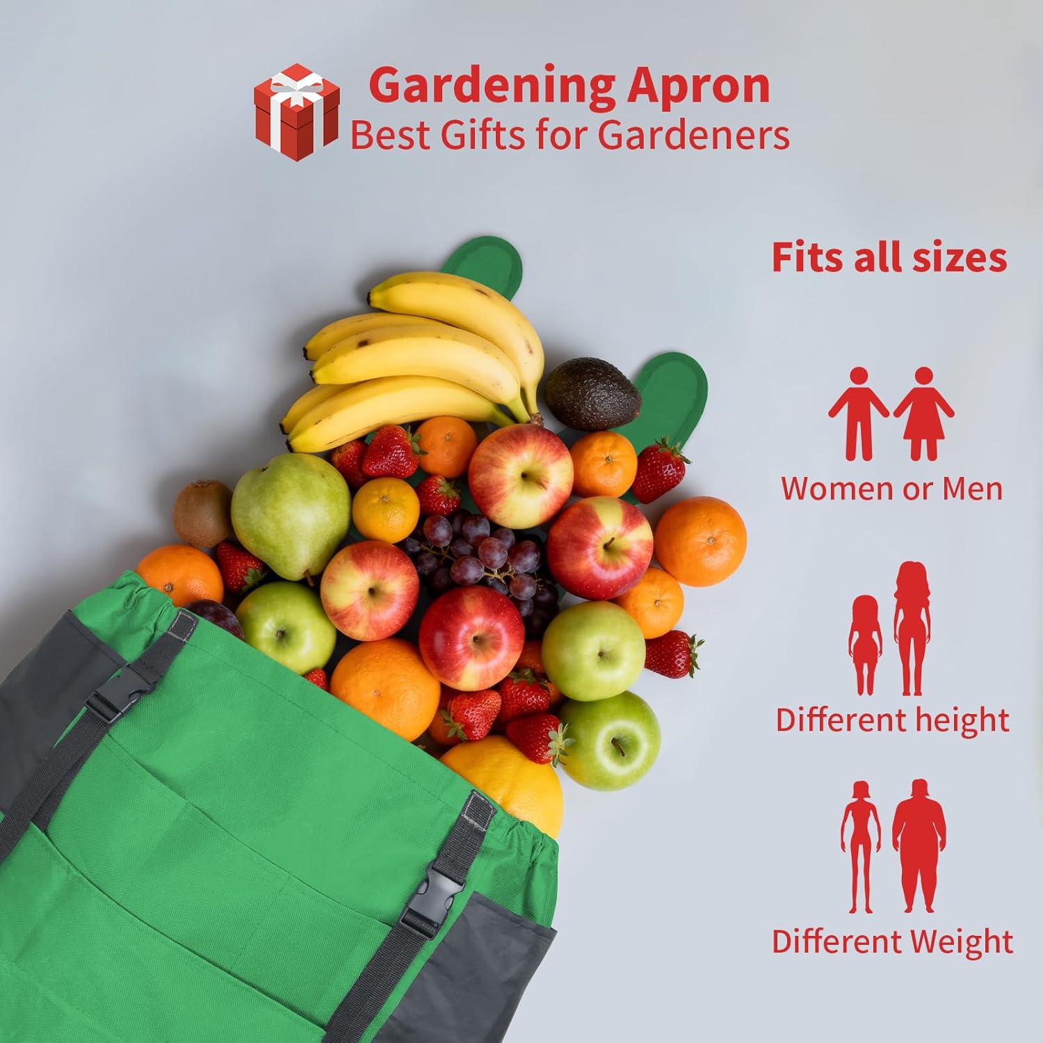 Gardening Apron with Pockets for Women&Men, Harvest Aprons w/Quick Release Pocket, One Size Fits Most, Gardening Gift