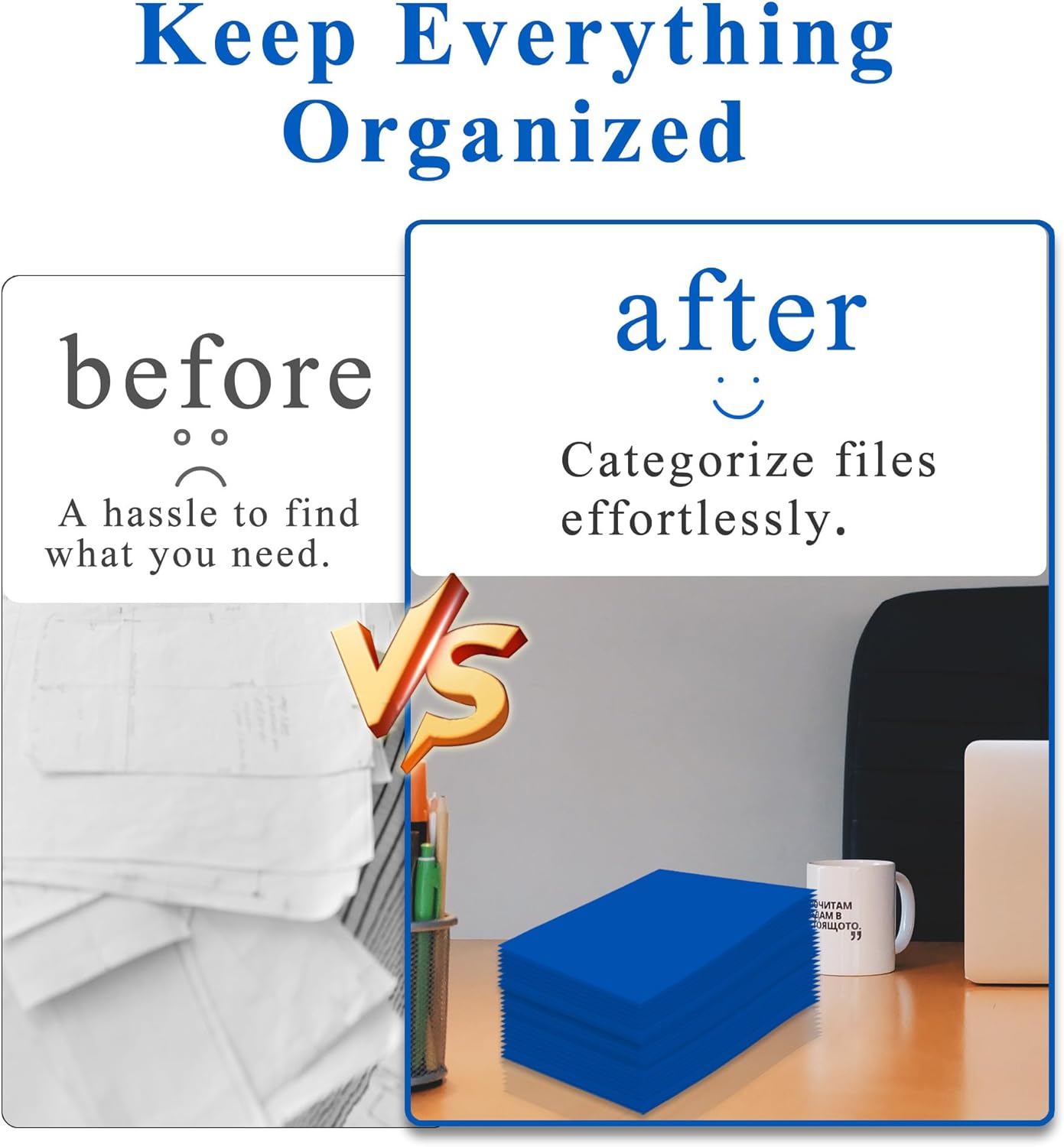 Zzrywuty File folders with Pockets,Blue Two folders for documents,50 Pack Paper Folders with Card Slot,Letter Size,School Students,Business,Home and Office Workers