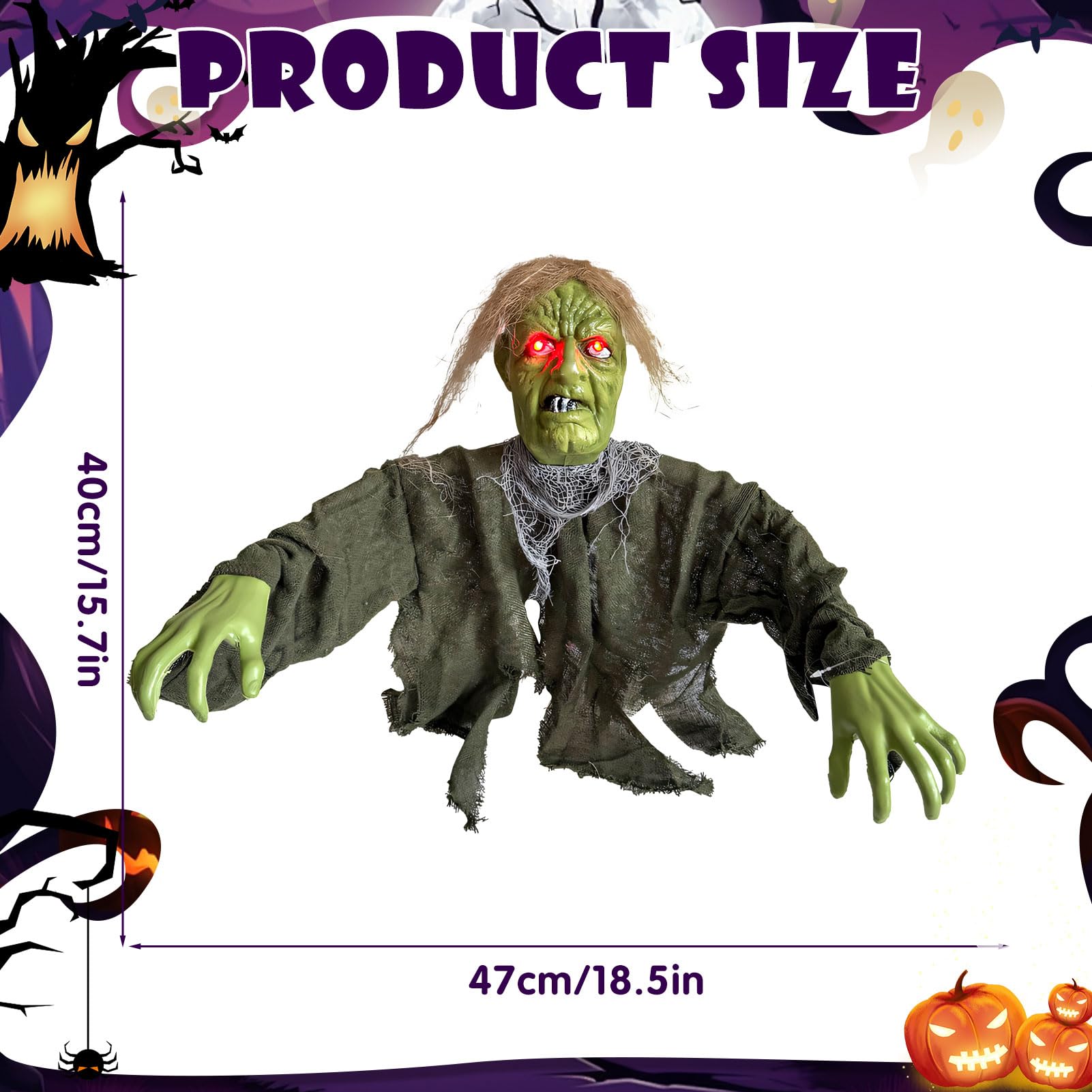 Halloween Deko Outdoor Horror Zombie Totenkopf Deko Lichter Für Gartendeko Leuchtender Geist figuren LED Gartenstecker Halloween Dekoration LED Licht Für Draußen Party Hof Garten Deko Figur (A)