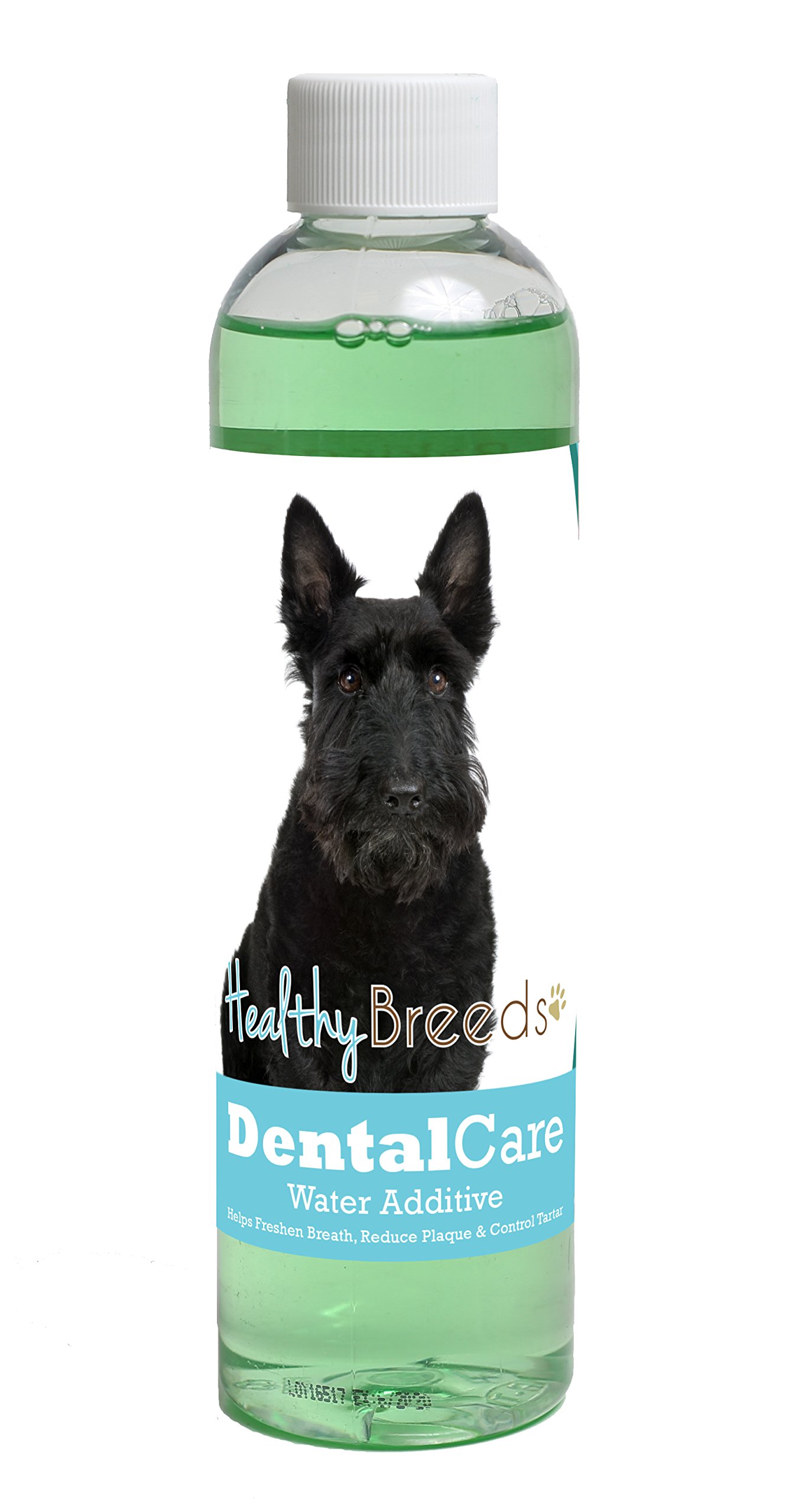 Healthy Breeds Dog Dental Care Water Additive for Scottish Terrier - Helps Freshen Breath, Reduce Plaque &amp; Control Tartar - Mint Flavor - 8 oz