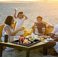 Vista 6 de 16×16 inches Oversized Black Acrylic Ottoman Tray Extra Large Decorative Tray Spill-Proof Serving Trays with Handles King-Size Safe Edge Organizer